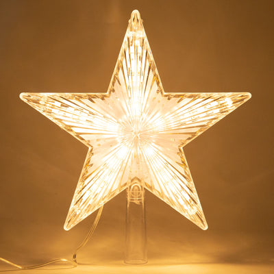 Christmas Tree Topper Star Warm White Light Christmas Tree Decor for Christmas Holiday Home Fit for General Size Xmas Tree, 8.7 Inch
