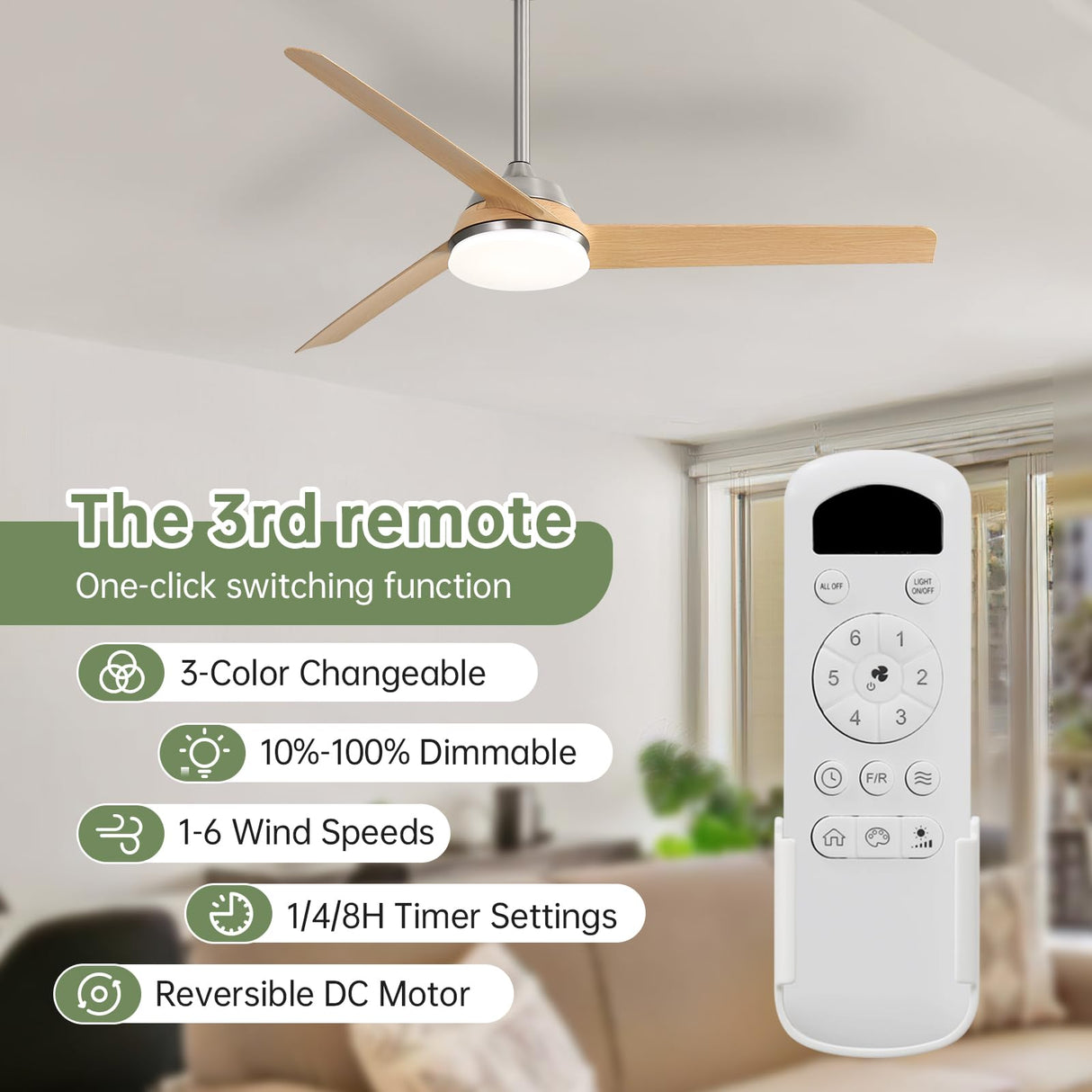 Sofucor 52 Inch Ceiling Fans with Lights and Remote, Modern Flush Mount Low Profile Ceiling Fan for Bedroom Indoor Outdoor, Noiseless Reversible LED Ceiling Fans, Strong Airflow 7000CFM, 3 Blades Sofucor