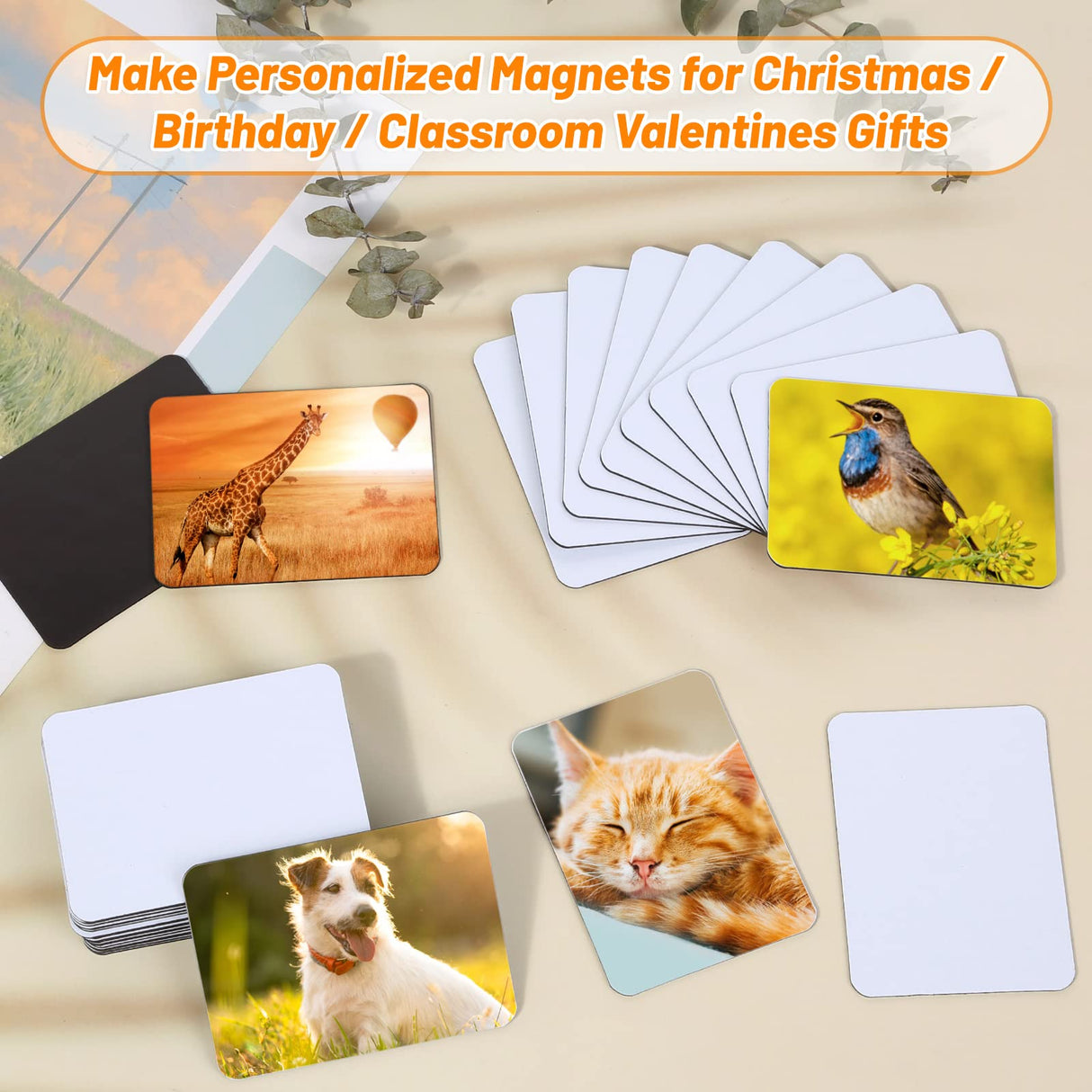 Lucomb 40 PCS Sublimation Magnets Blank, 5.5x7.5 CM Personalized Fridge Refrigerator Magnets Blanks Sublimation Magnetic Sticker Blanks Products for DIY Kitchen Microwave Office Wall Door Decorative Lucomb