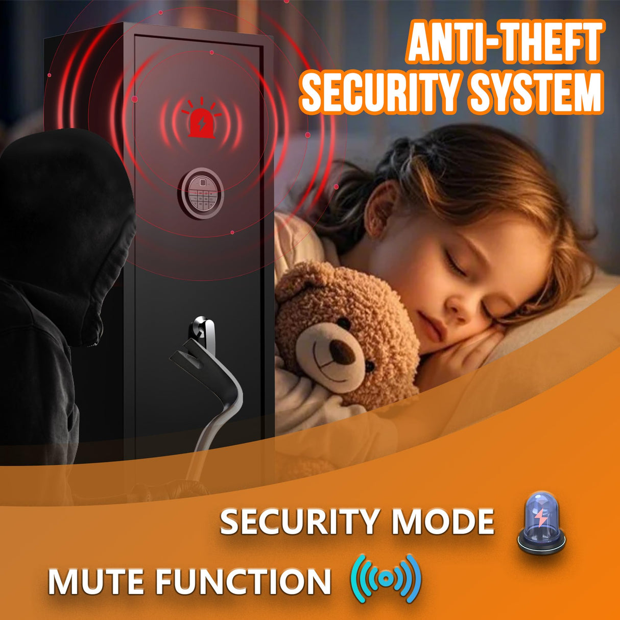 8-12 Fingerprint Gun Safe for Rifles and Pistols,Gun Safes for Rifle and Password Lock, No Assembly Required Quick Access Biometric Gun Cabinet,Dual Alarm & Mute Mode Switching HEANVO