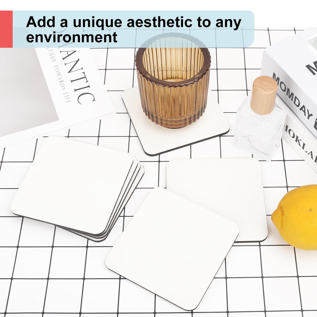 35 Pcs 3.75 x 3.75 Inch Square MDF Sublimation Coasters, Blanks MDF Sublimation Coasters, and Water-Resistant MDF Material with Non-Slip Cork Backing, Hardboard Cork Coasters by KUKLIPJIM KUKLIPJIM