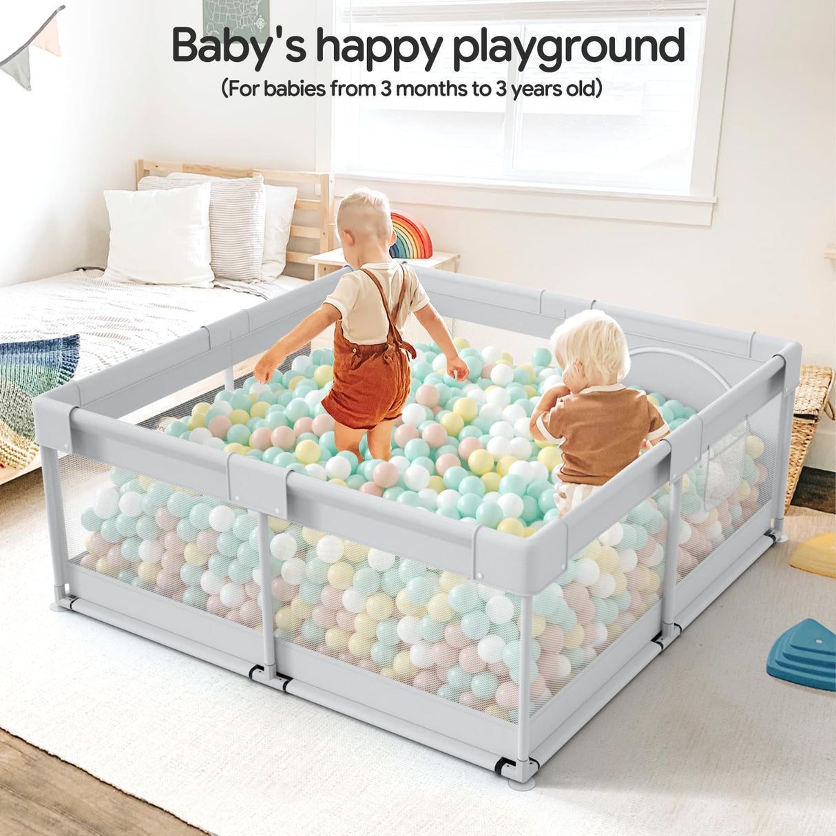 Fodoss Baby Playpen, Playpen for Babies & Toddlers, 47x47 Small Baby Play Pen,Toddler Playpen for Apartment,Play Yard for Baby,Baby Activity Play Fence, Extra Large Baby Playard Fodoss