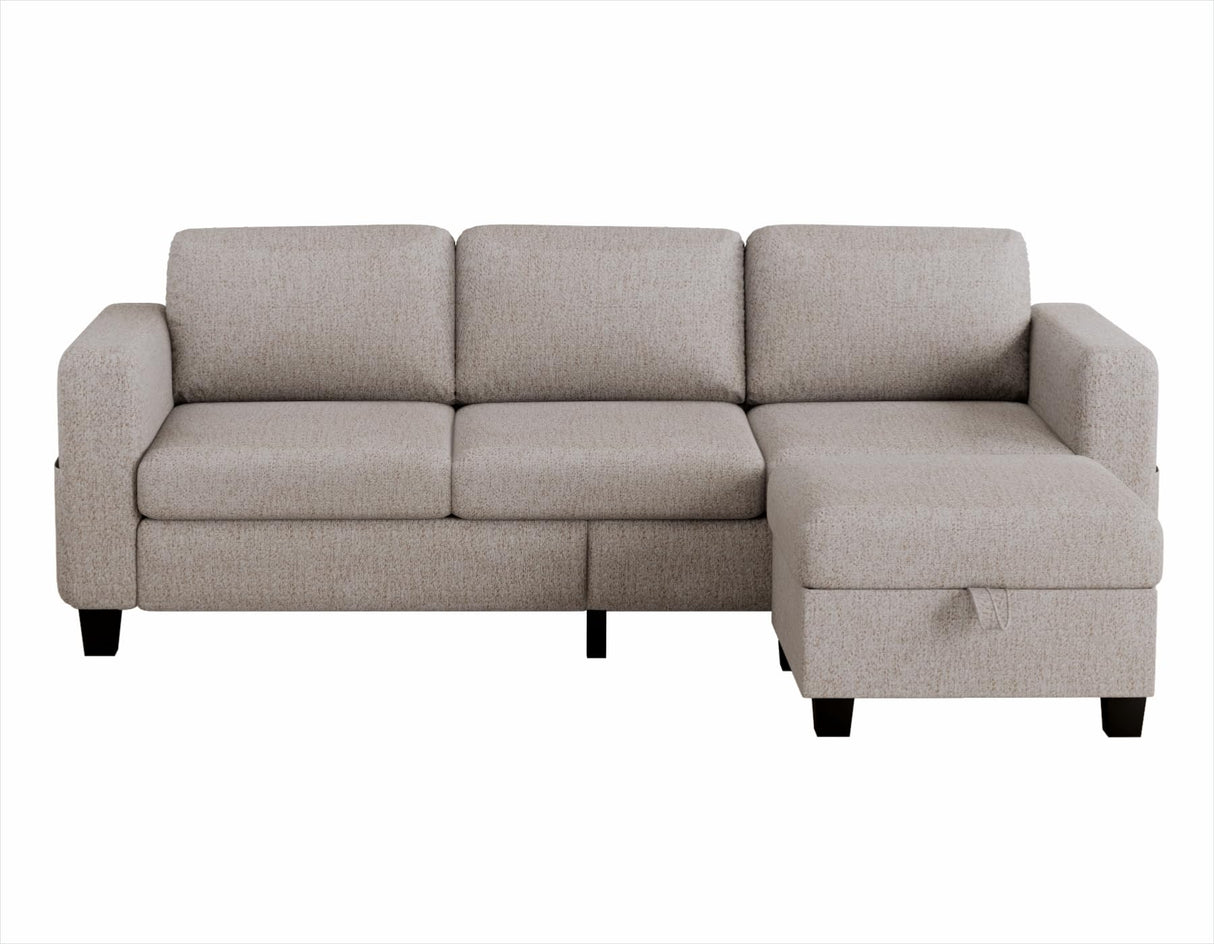 Woyomeub Sectional Sofas Couches for Living Room 3 Seater L Shaped Couch with Storage Ottoman 78" Modern Linen Fabric Brown Sofa for Apartment, Studio, Office, Small Space Woyomeub