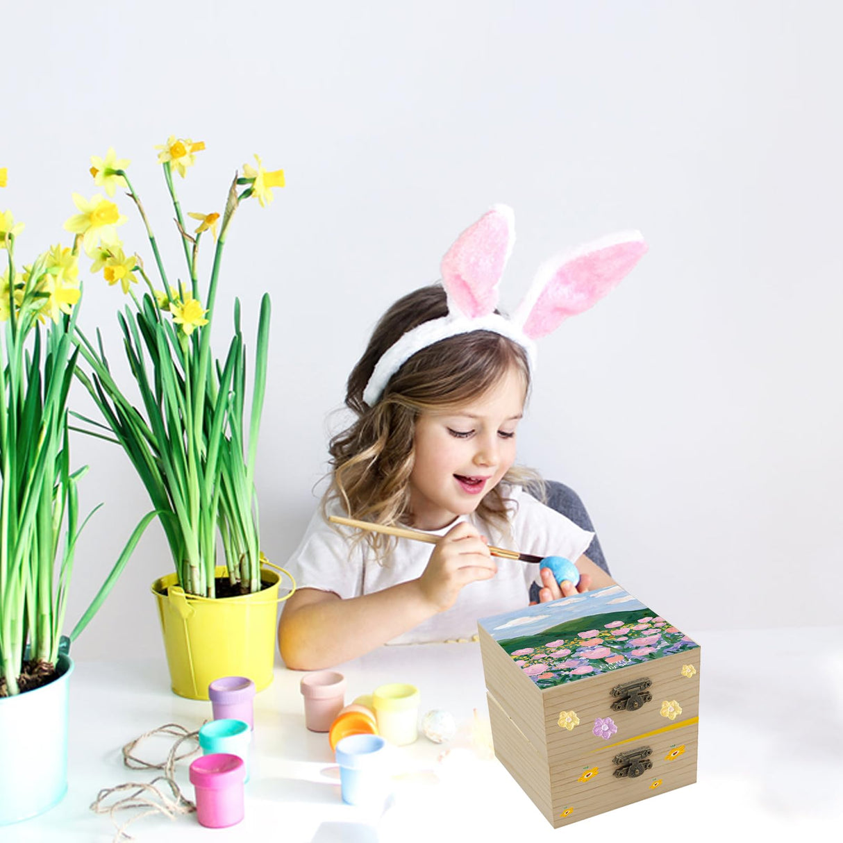 QoTang 4 PCS Unfinished Wood Box for Crafts Small Wooden Square Box with Hinged Lids and Front Clasps Wooden Storage Box for DIY Arts Party Favor Jewelry Box, 3.9 x 3.9 x 2 Inch QoTang