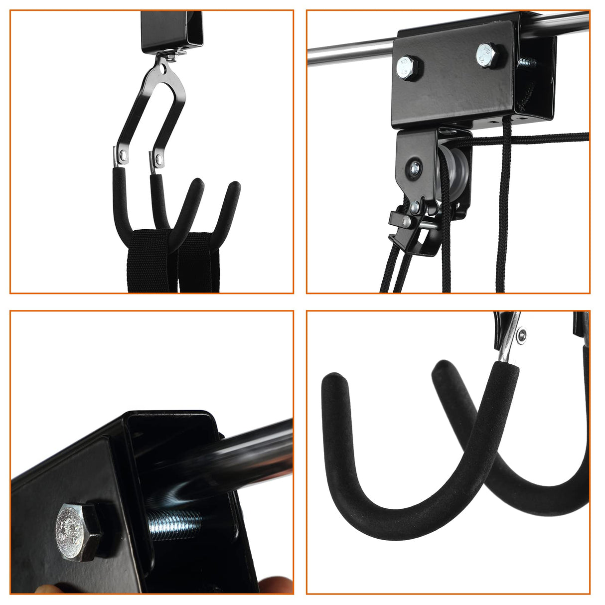 Therwen 2 Pack Kayak Hoist Lift Systems with 100 lb for Kayaks Canoes Surfboards Bikes Ladders Garage Storage Canoe Lift Pulley System Capacity Ceiling Mount Hoists Therwen