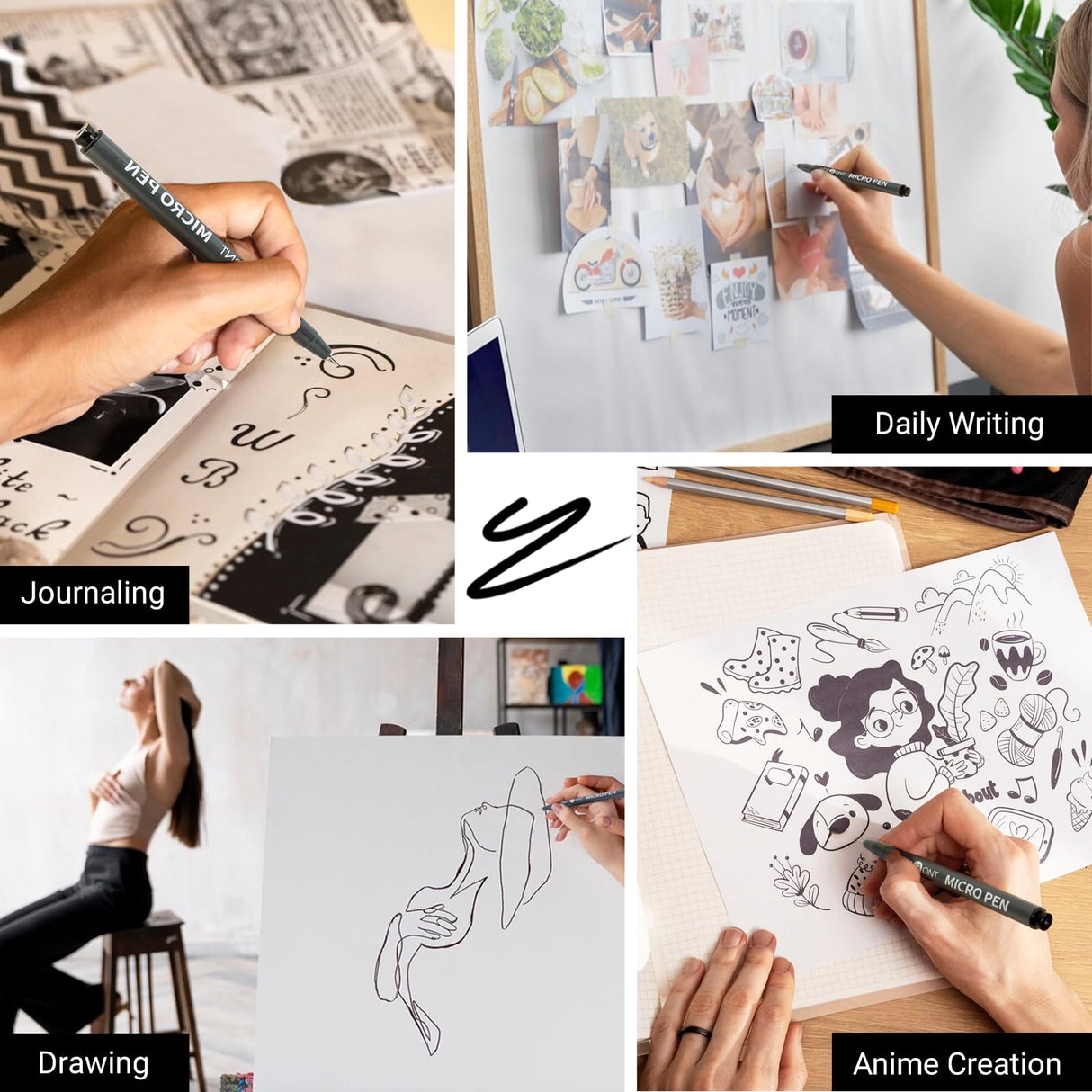 HTVRONT Micro Pens Fineliner Drawing Pens - 13 Pack Artist Pens Fine Liners Sketch Pens Set - 1HB Pencil & 12 Sizes Black Waterproof Archival Ink Pens for Artists Drawing, Anime Christmas Art Supplies HTVRONT