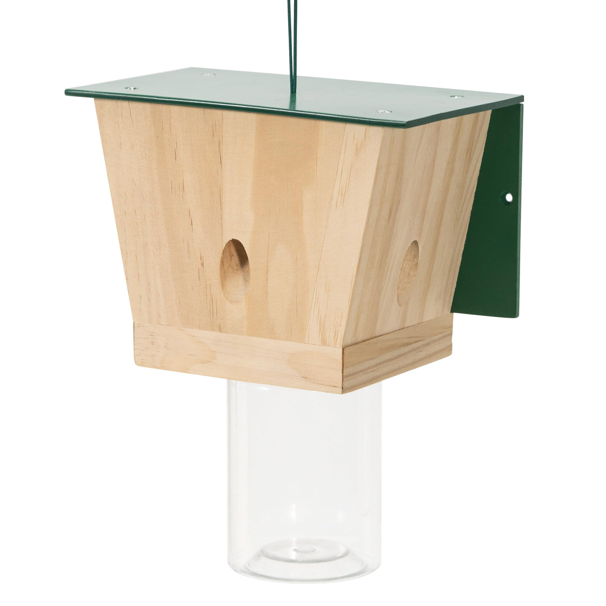 Carpenter Bee Trap for Outside - Green Pentroof Shed Style Nature Hanging Wood Carpenter Bee Traps Outdoor - Best Bee Trap - Insect Traps with Removable Vault (1 Pack) Best Bee Trap