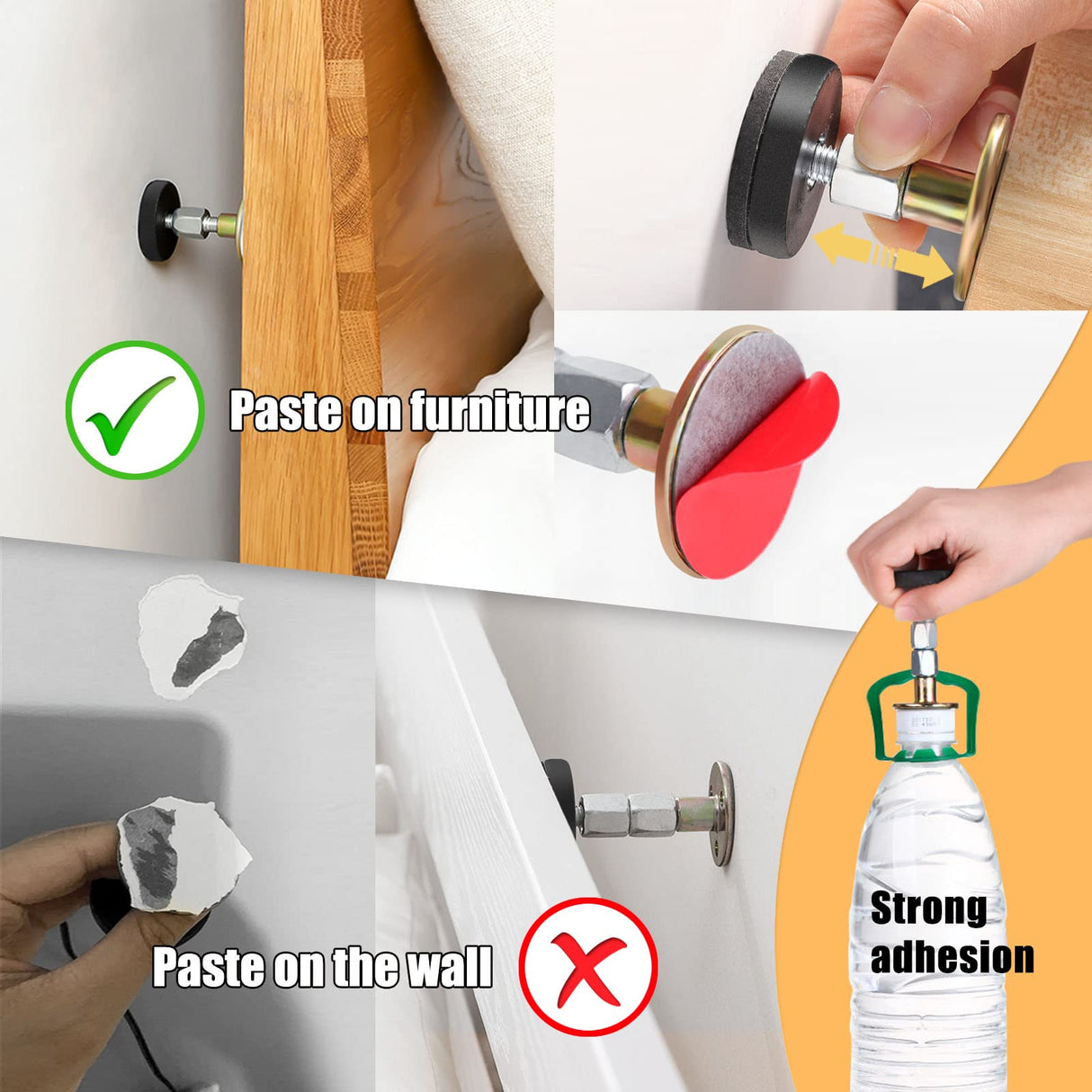 SPEETH 4 Pack Headboard Stoppers, Adjustable Bed Noise Stopper for Wall, Bed Frame Post Anti-Shake Tool, Head Board Stabilizer Pad Support Bumper Guards, Threaded Fixer Keep from Squeaking, 30-105mm SPEETH