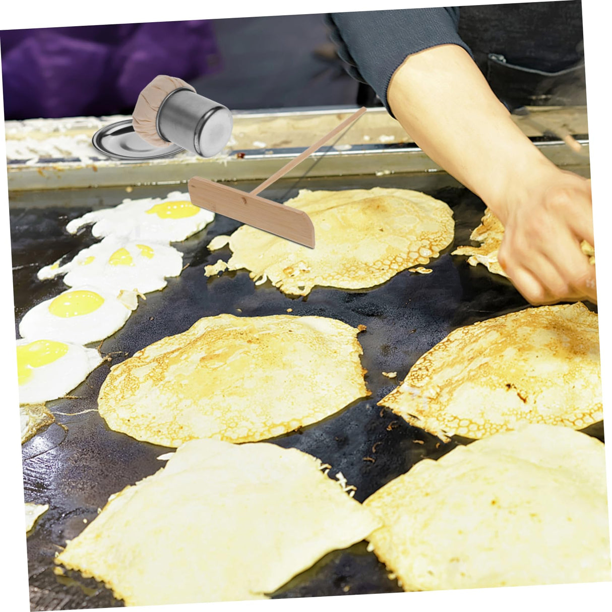 MERRYHAPY 1 Set Pancake Fruit Tool Dough Spreader Oil Brush for Cooking Dough Baking Scraper Crepe Spreader Stick Bbq Oil Mop Pancake Grease Brush Bbq Oil Brush Crepe Spreader Tool Cloth MERRYHAPY