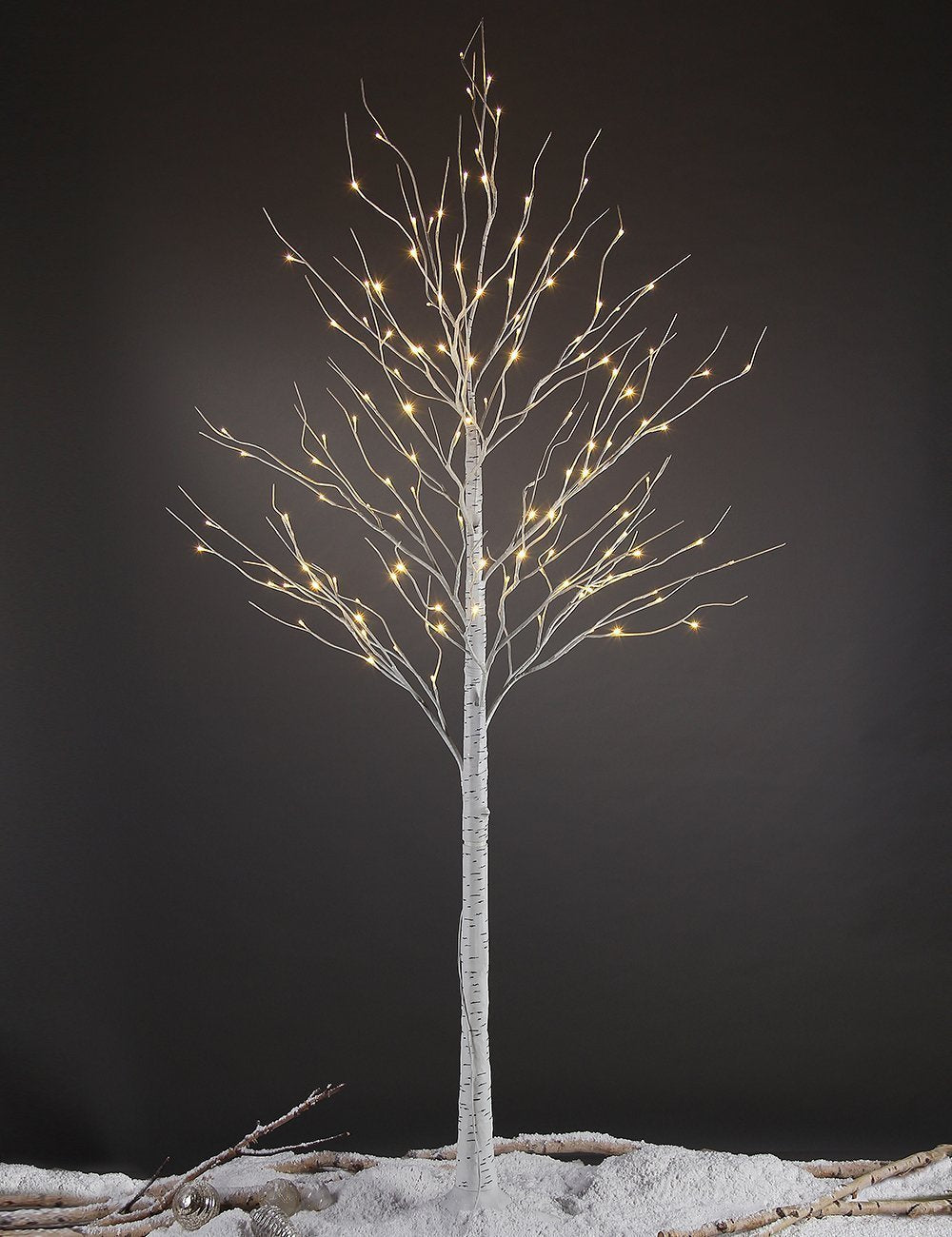 LIGHTSHARE 8FT 132 LED Birch Tree,Home,Festival,Party,Christmas,Indoor and Outdoor Use,Warm White LIGHTSHARE