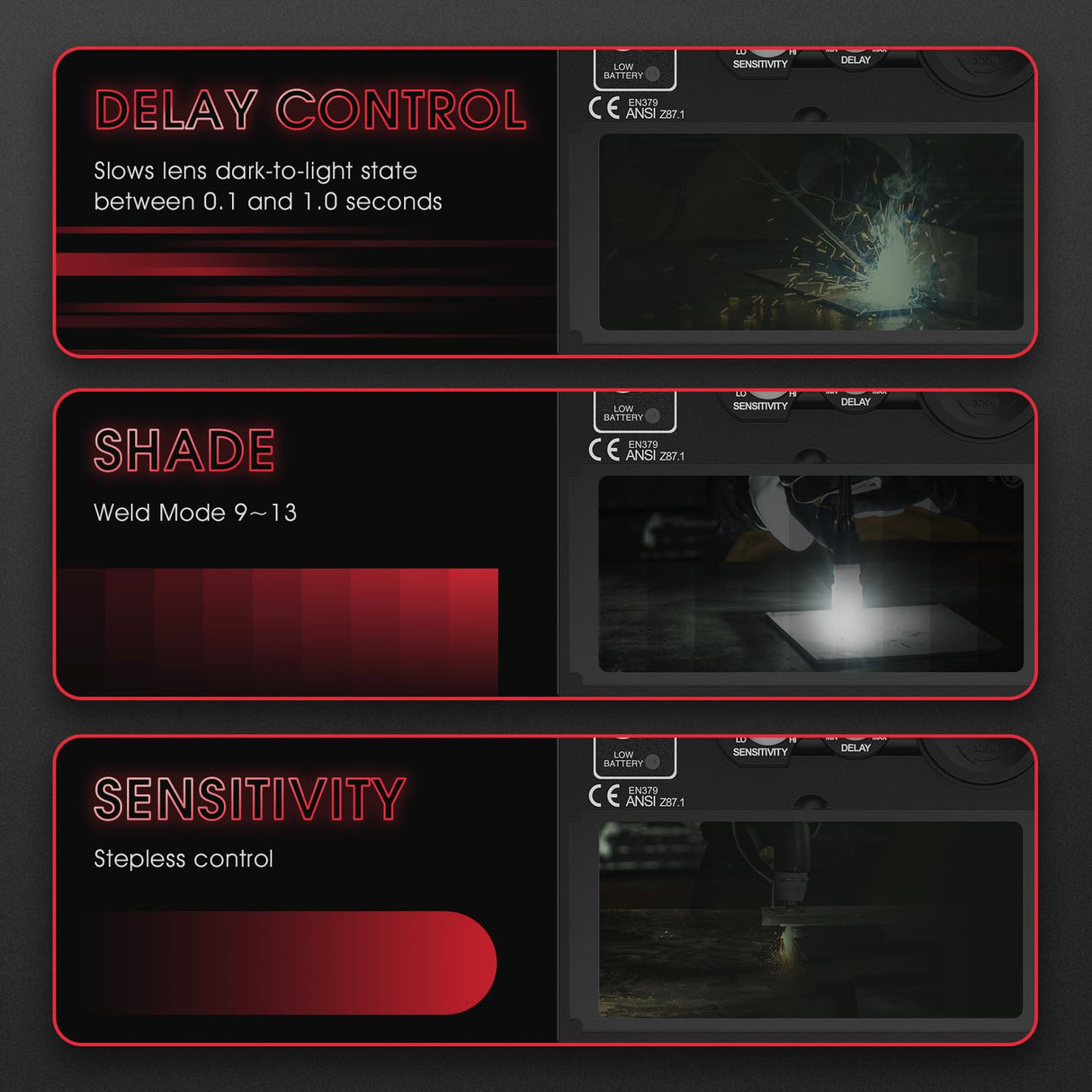 YESWELDER True Color Solar Powered Auto Darkening Welding Helmet, Wide Shade 4/9-13 for TIG MIG ARC Grind Welding Hood Helmet YESWELDER