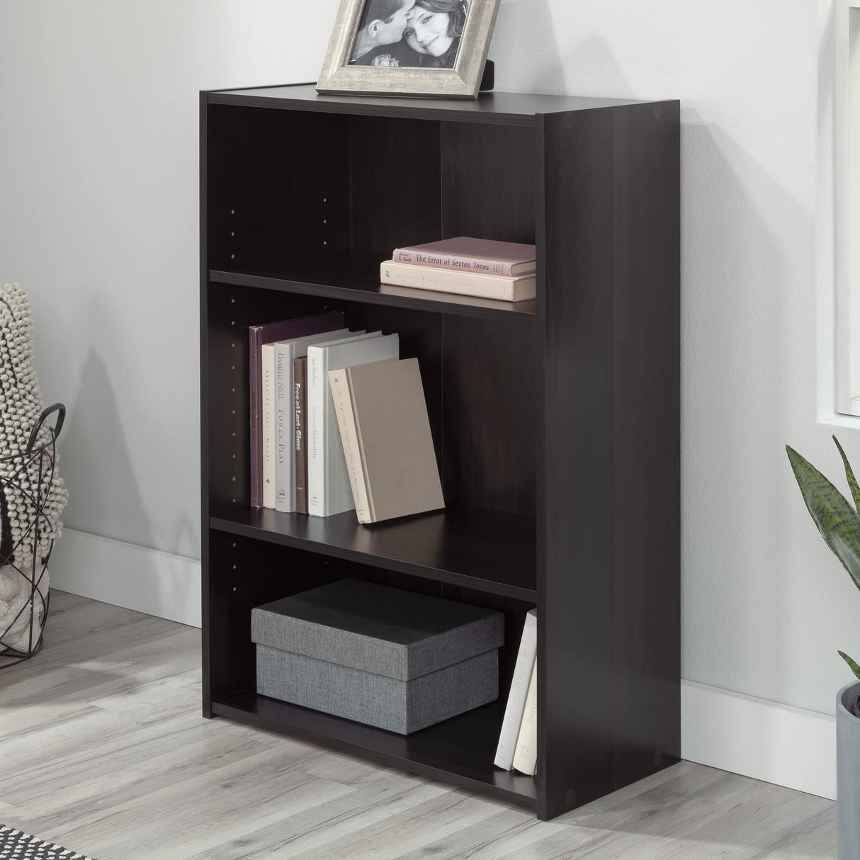 Sauder Beginnings 3 Bookcase/Book shelf, L: 24.57" x W: 11.50" x H: 35.28", Cinnamon Cherry finish Sauder
