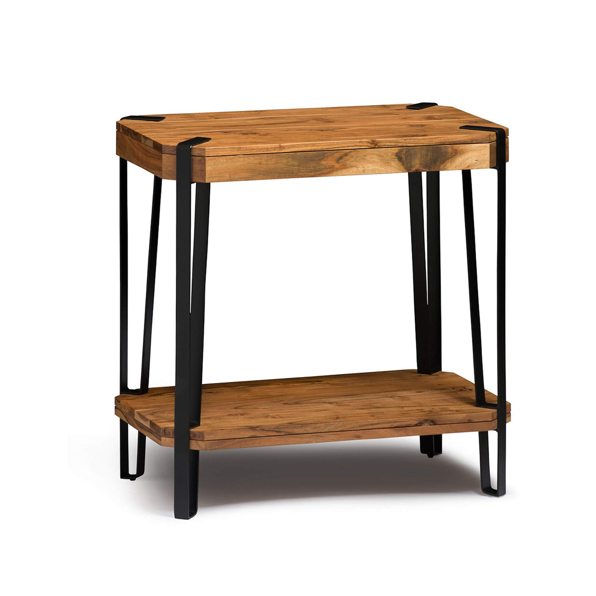 Alaterre Furniture Ryegate Natural Solid Wood with Metal End Table, Live Edge Alaterre Furniture