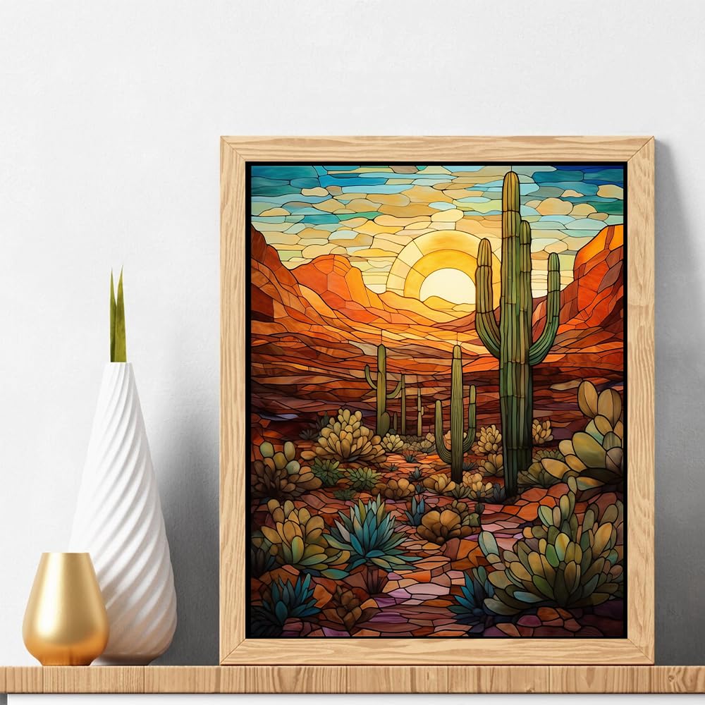 Natuyalo Paint by Numbers Kit for Adults - Cactus DIY Adult Paint by Number Kits Wilderness Landscape Acrylic Canvas Painting for Adults Beginners Kids Art Crafts Without Frame, 16x20 Inch Natuyalo