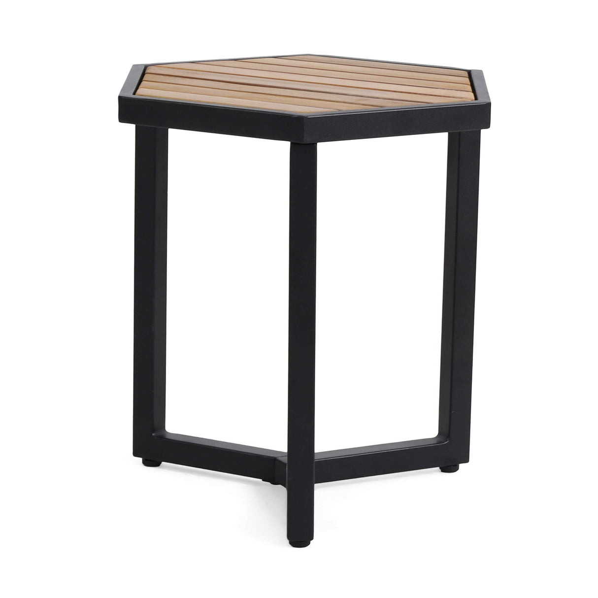 Christopher Knight Home END Table, Black Metal + Teak Christopher Knight Home