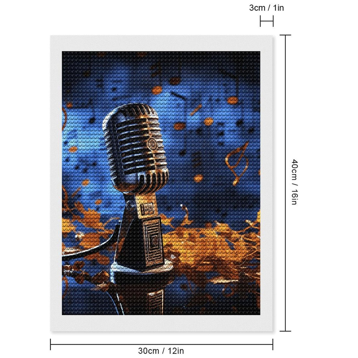 GHENBLT Microphone with Music Notes 5D Diamond Painting Kits for Adults Beginners Large Round Diamond Art Painting DIY Full Drill Diamond Dots Wall Paintings Gem Art for Gift Home Wall Decor 12"x16" GHENBLT
