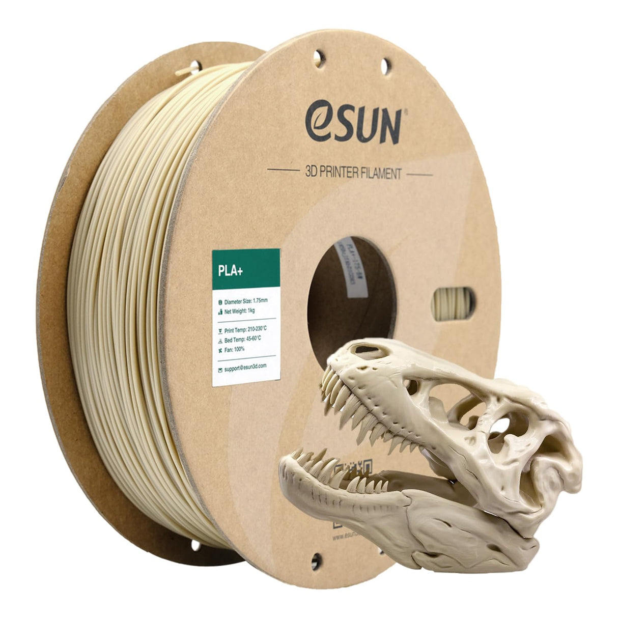 eSUN PLA+ Filament 1.75mm, 3D Printer Filament PLA Plus, Dimensional Accuracy +/- 0.03mm, 1KG Spool (2.2 LBS) 3D Printing Filament for 3D Printers, Bone White eSUN