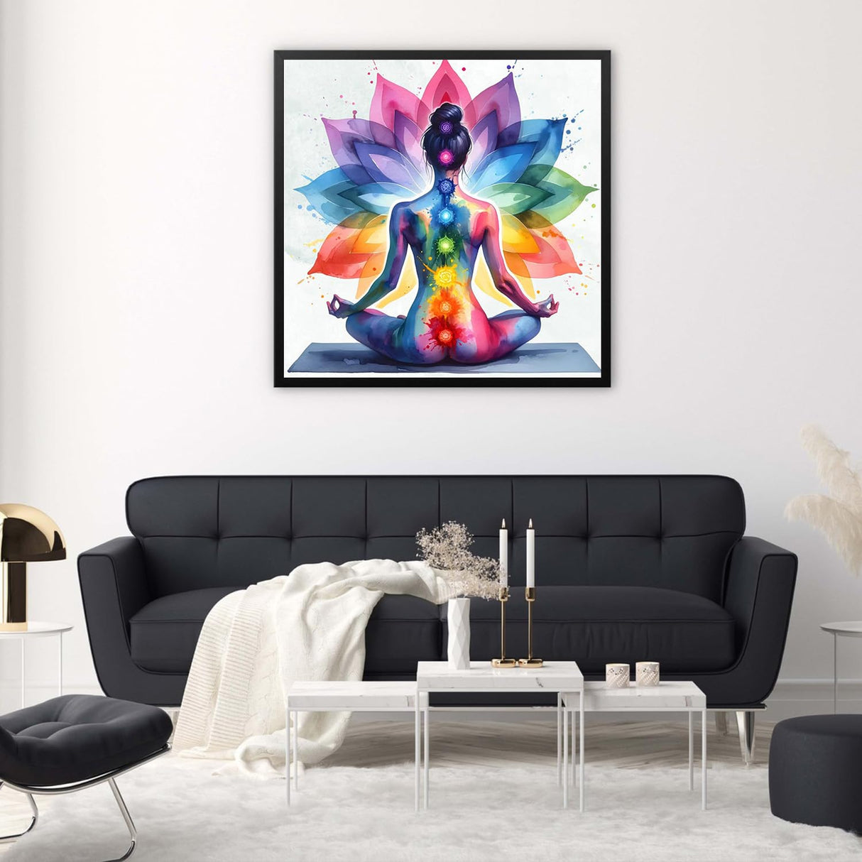 Diamond Art Painting Kits for Adults, Lotus Chakra Full Drill Diamond Dots Paintings for Beginners, Round 5D Paint with Diamonds Pictures Gem Art Painting Kits DIY Crafts Kits 12x16 Baipisan