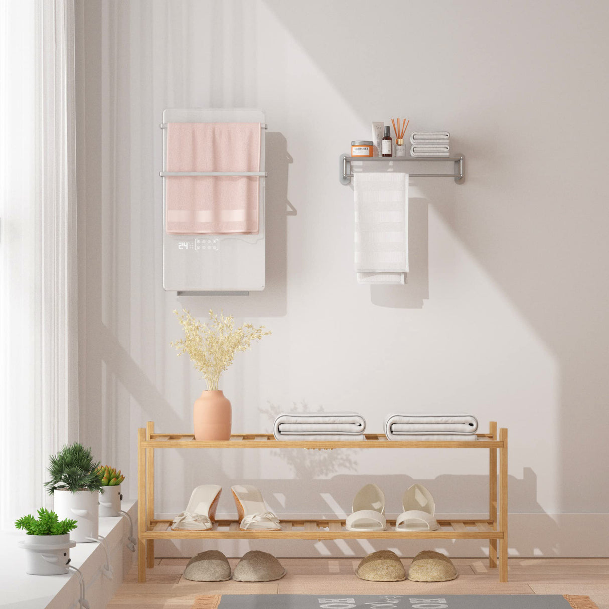 RONGJIA 2 Tier Bamboo Shoe Rack for Closet Free Standing Wood Shoe Shelf Storage Organizer for Entryway Small Space Stackable, Natural RONGJIA