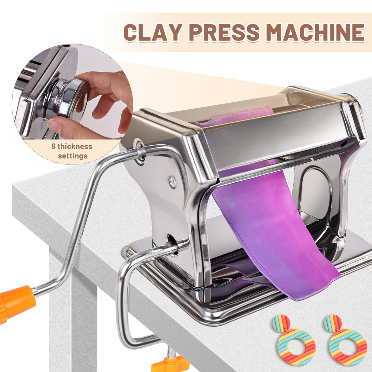 Yofuly Polymer Clay Press Machine, Polymer Clay Cutters Set for Jewelry Making, with Polymer Clay Roller Machine, Polymer Clay Extruder, 40 Circle Shape Cutters and 120 Earrings Accessories Yofuly