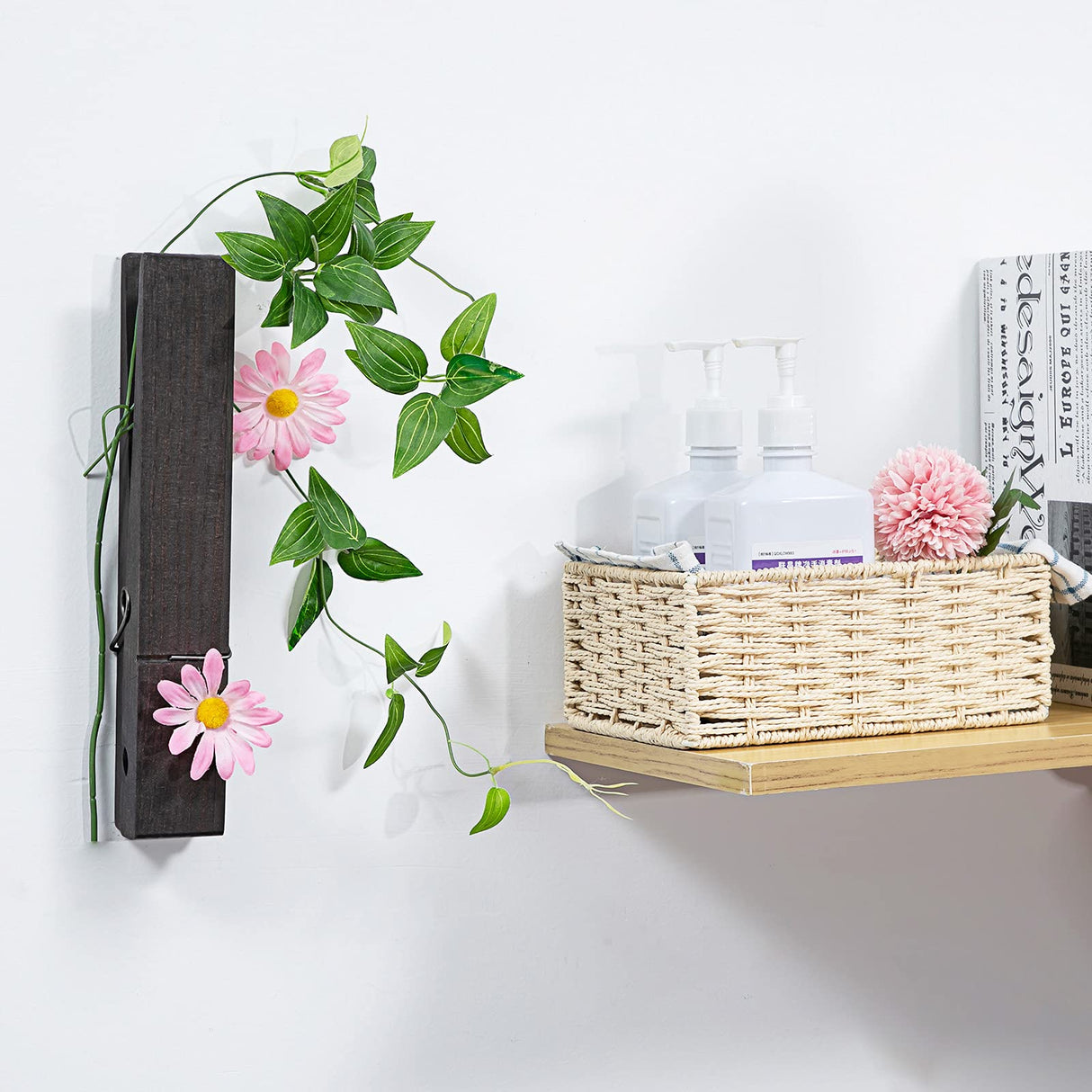 2 Pieces 12 Inch Jumbo Clothespin Wooden Clothespin Towel Holder Giant Wooden Clothes Pins Large Wooden Clothes Clips with Spring (Dark Color) Blulu