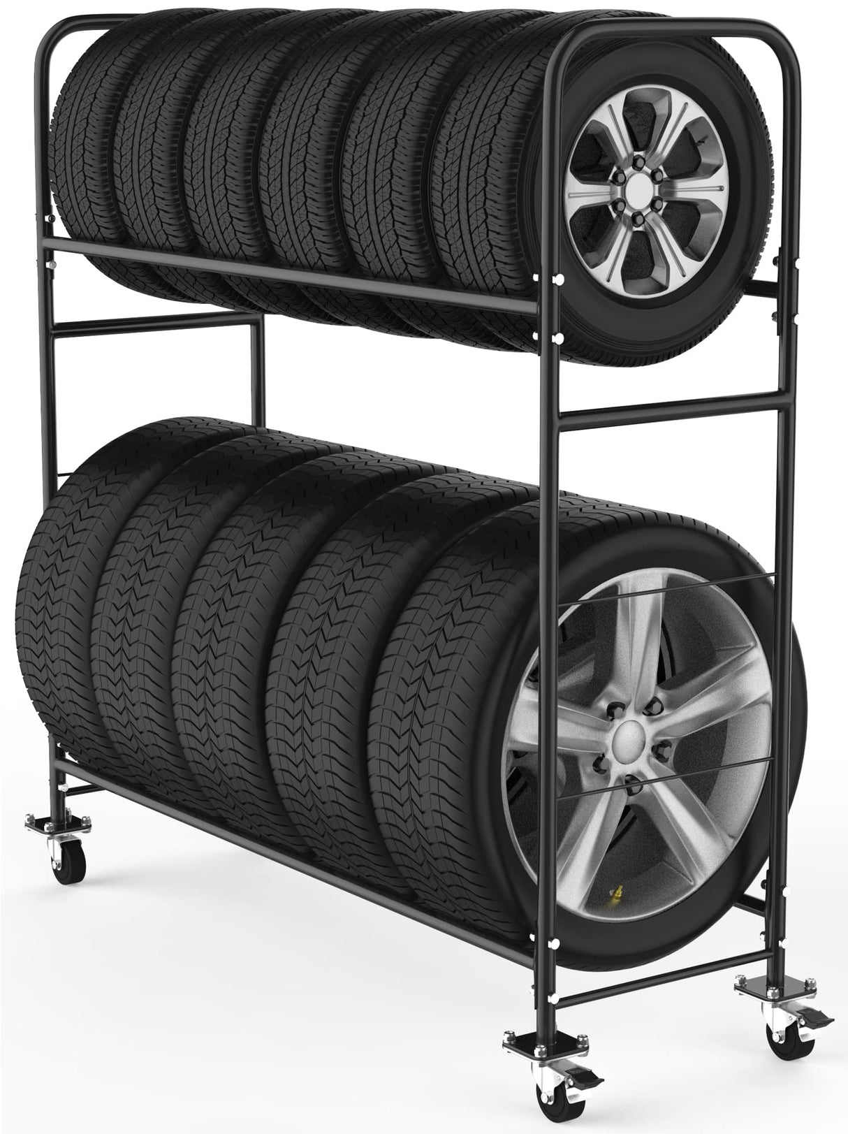 STEELAID Tire Storage Rack - Rolling Rack for Garage - Indoor/Outdoor Shelves 60 inch Organizer STEELAID