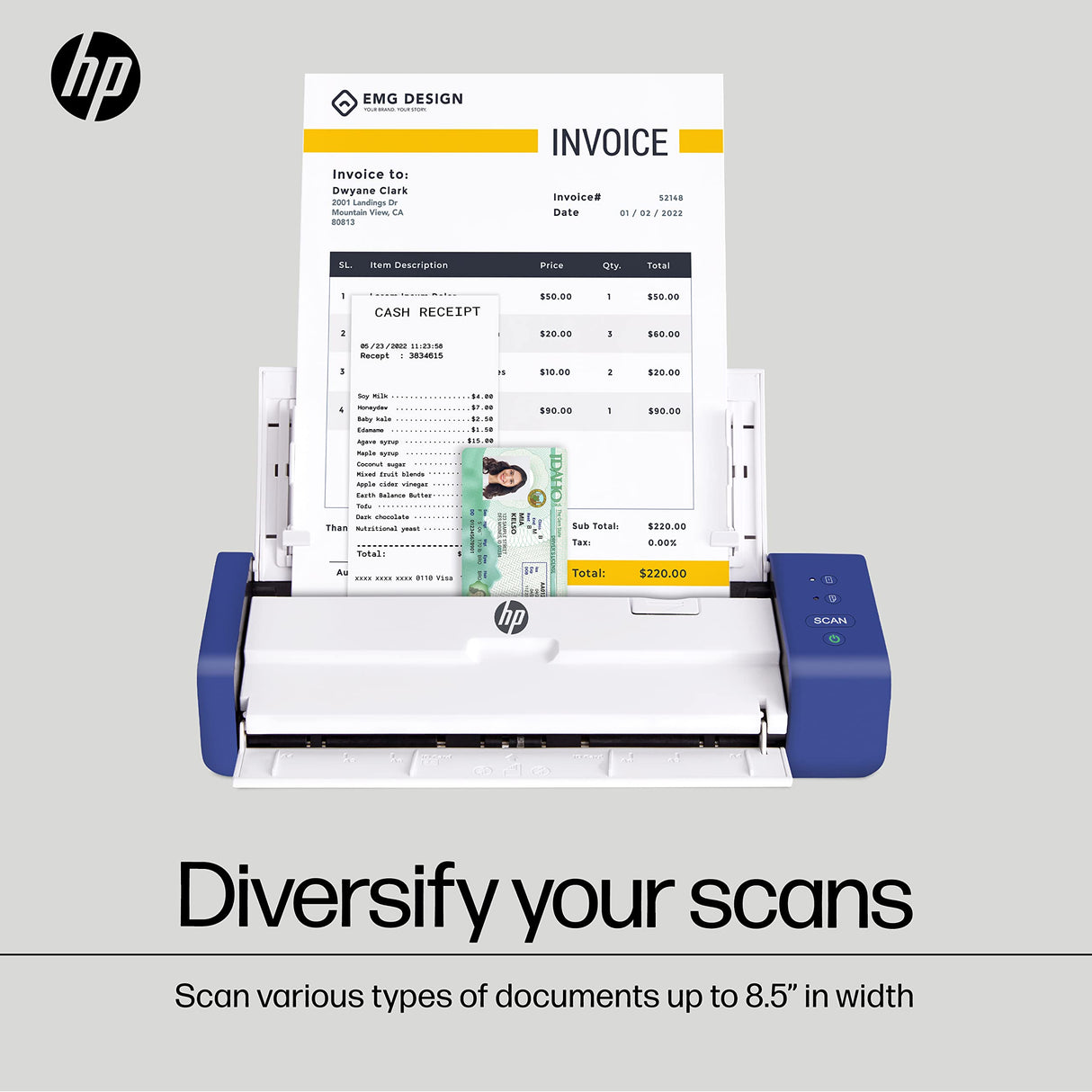 HP Compact Desktop Duplex USB Mobile Document & Photo Scanner with Auto-Feed Tray for Portable 2-Sided Digital Scanning, Model HPPS200, for Home & Office, PC and MAC, HP WorkScan Software Included HP