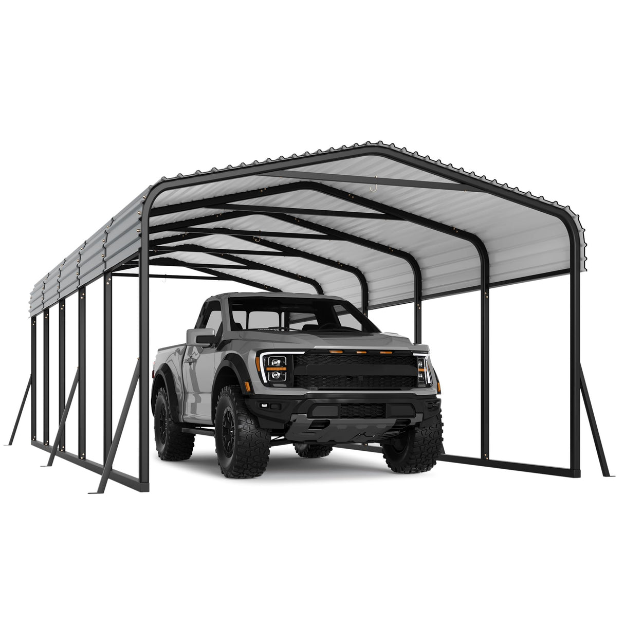 Reljofum 12 x 24 FT Metal Carport with Galvanized Steel Roof, Heavy Duty Metal Roof Carport with Enhanced Base, Tall Kits Garage for Tractors, Trucks, Boats, Cars Reljofum