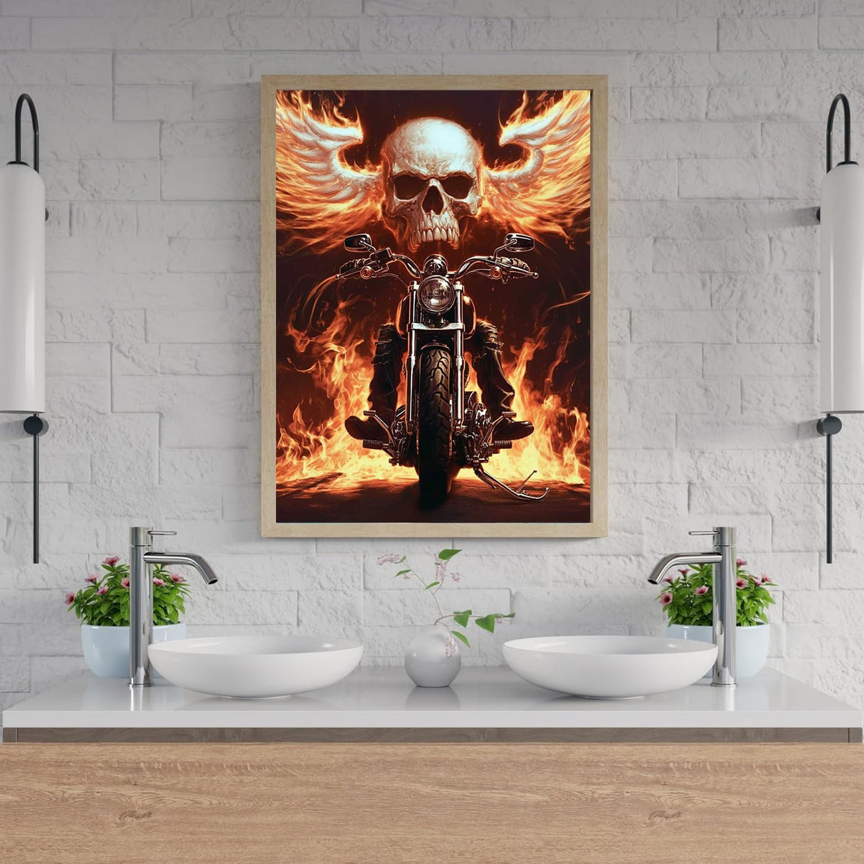 Handsome Skull Motorcycles Diamond Art Painting Kits for Adult,Transportation Vehicles 5D Diamond Art for Adults,Round Drill Painting by Diamonds Art and Crafts for Home Wall Decor Gift 12x16 Inch CEQOLI