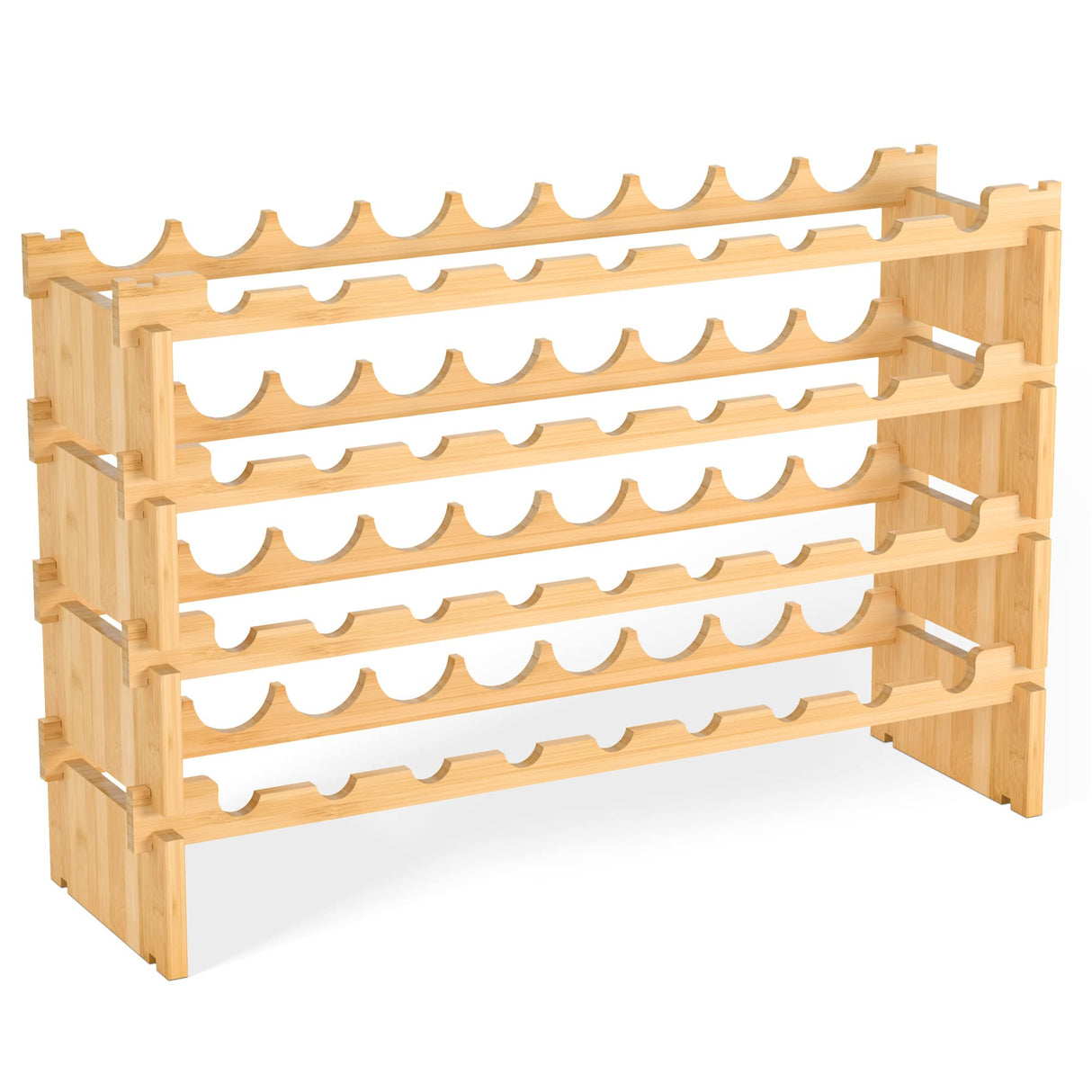 Domax Wine Rack Freestanding Floor - 36 Wine Bottle Holder, Large Stackable Wooden Storage Racks for Inside Cabinet and Countertop (Yellow) Domax