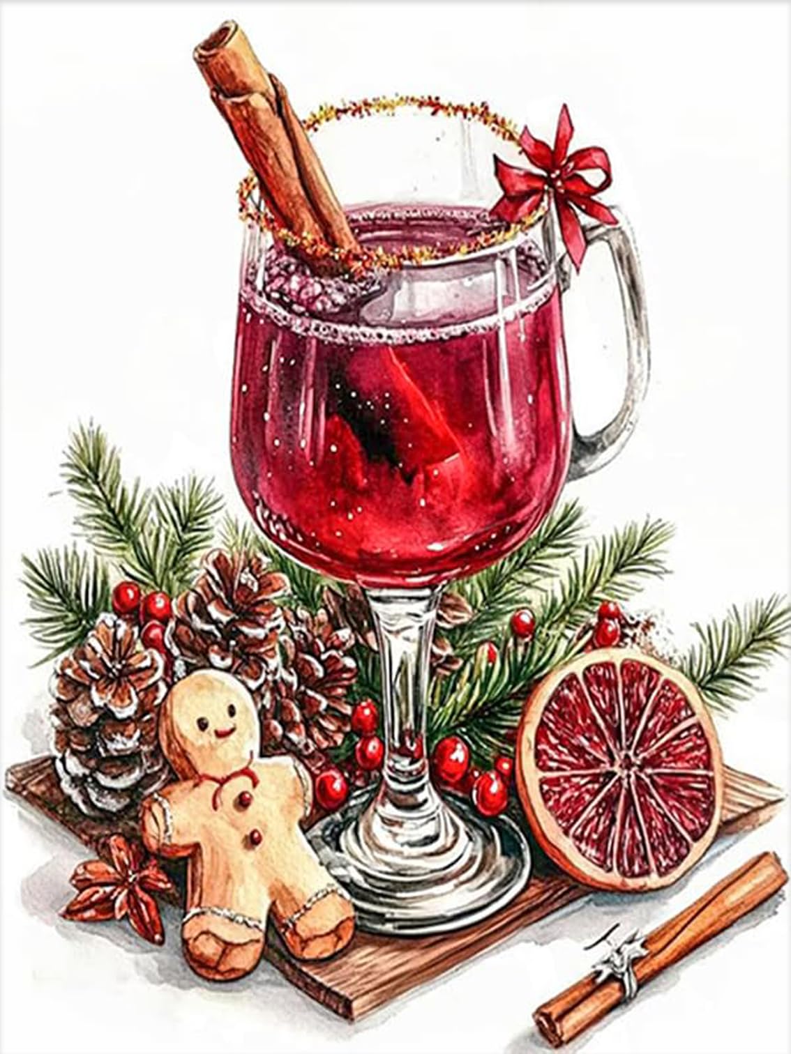 VIGEGU Christma 5D Diamond Painting Kits for Adults,Wine Diamond Art kit for Beginners,DIY Full Round Drill Diamond Dots with Gem Art Crafts for Home Wall Decor 12 x16 Inch VIGEGU