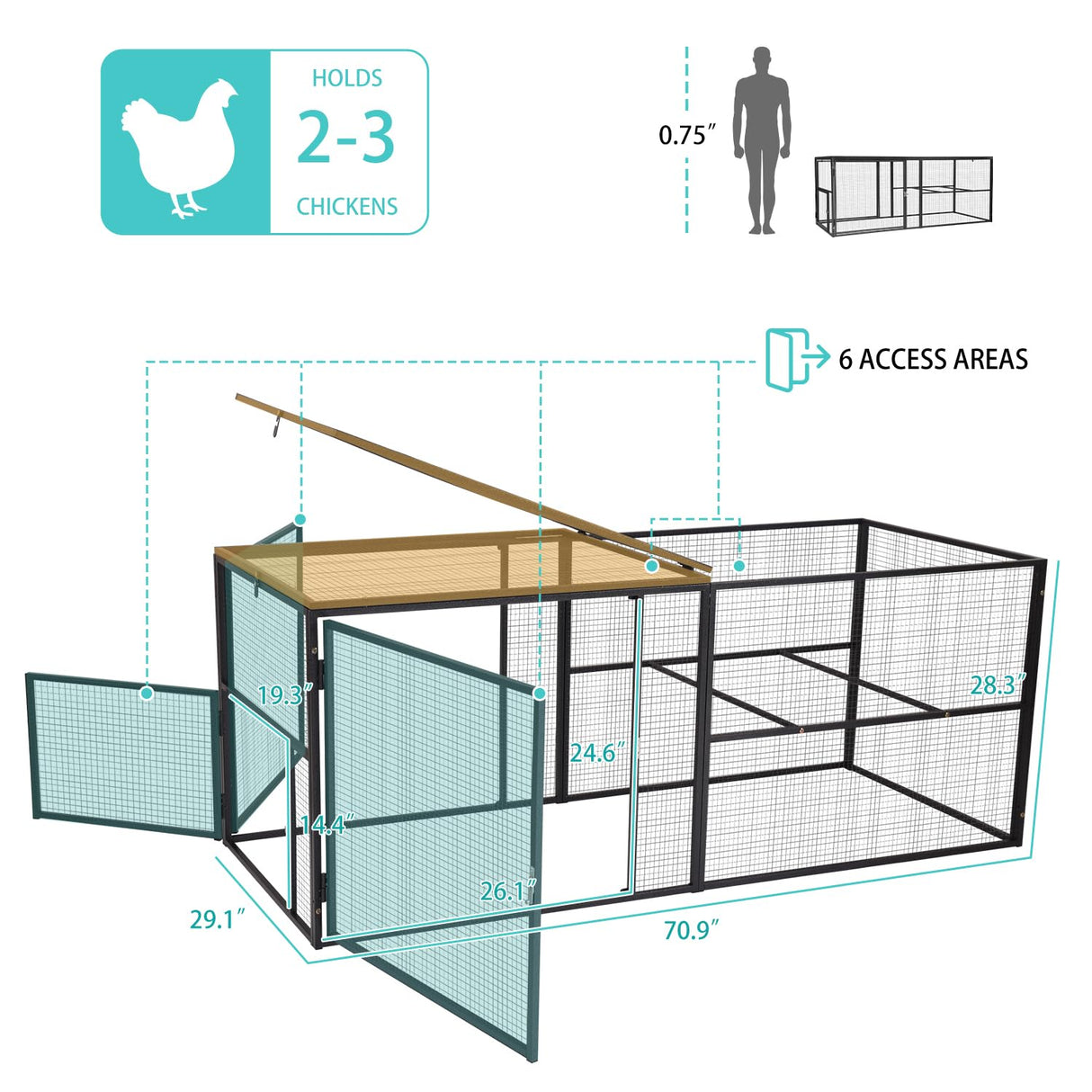 Suumerpety Heavy-Duty Metal Chicken Coop Run Extension - 14.3 sq ft Lockable Outdoor Playpen for Chickens, Ducks, Rabbits | Predator-Proof Design, Expandable Panels & Weather-Resistant Frame Suumerpety