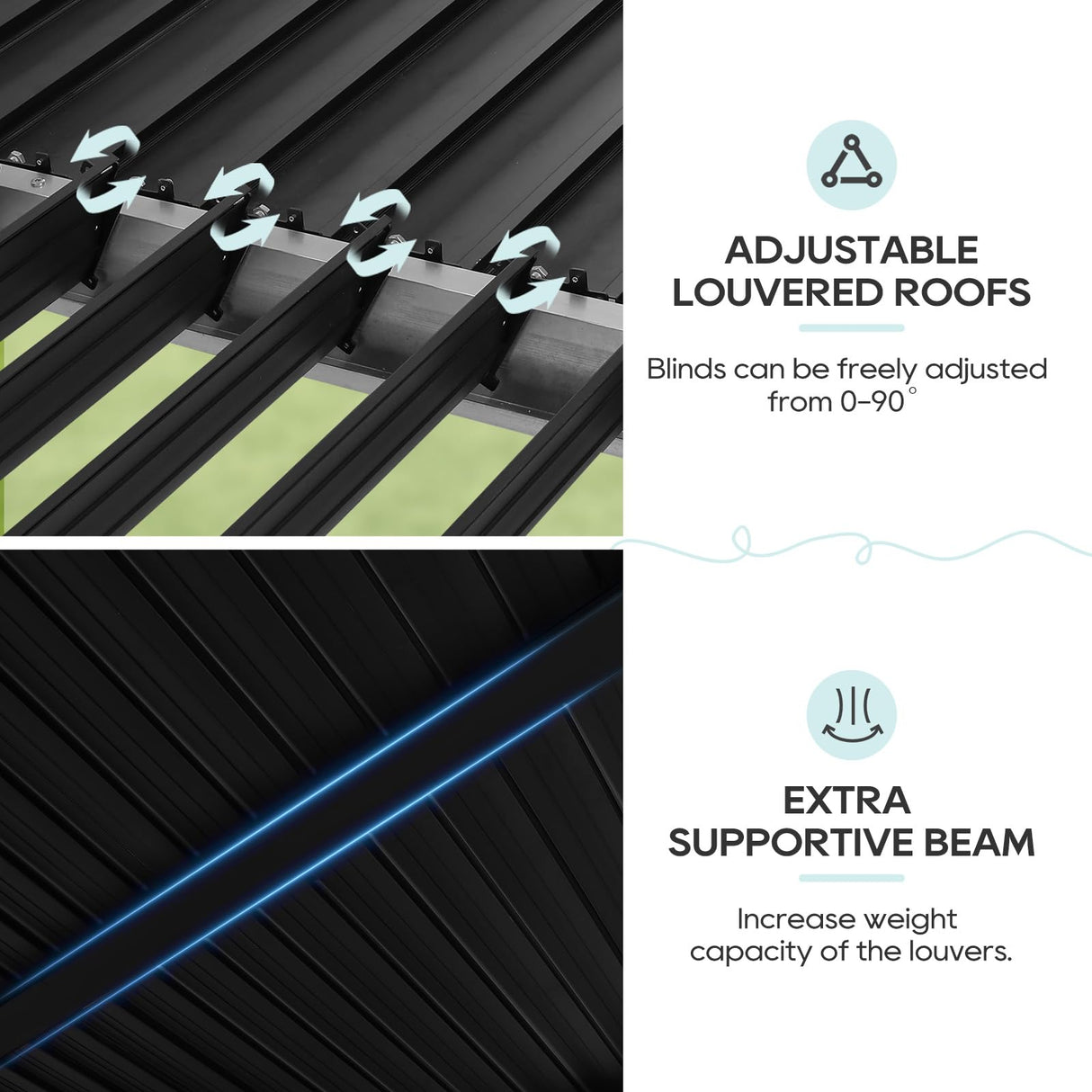 LVUYOYO Outdoor Louvered Pergola 10' x 13', Aluminum Patio Pergola with Adjustable Roof, Sun Shade Shelter Metal Gazebo for Backyard, Garden, Deck(Black) LVUYOYO