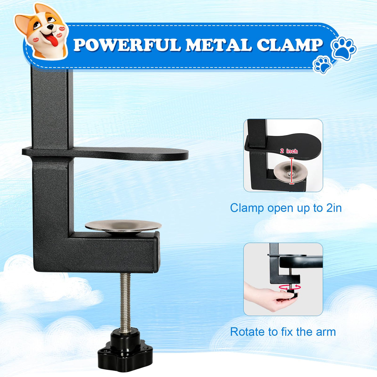 Breeze Touch Dog Grooming Table Arm with Clamp 32in, Pet Dog Grooming Table for Small Dogs at Home Foldable, Cat Dog Grooming Harness Stand Holder Portable for Trimming Nails, Drying, Haircut Breeze Touch