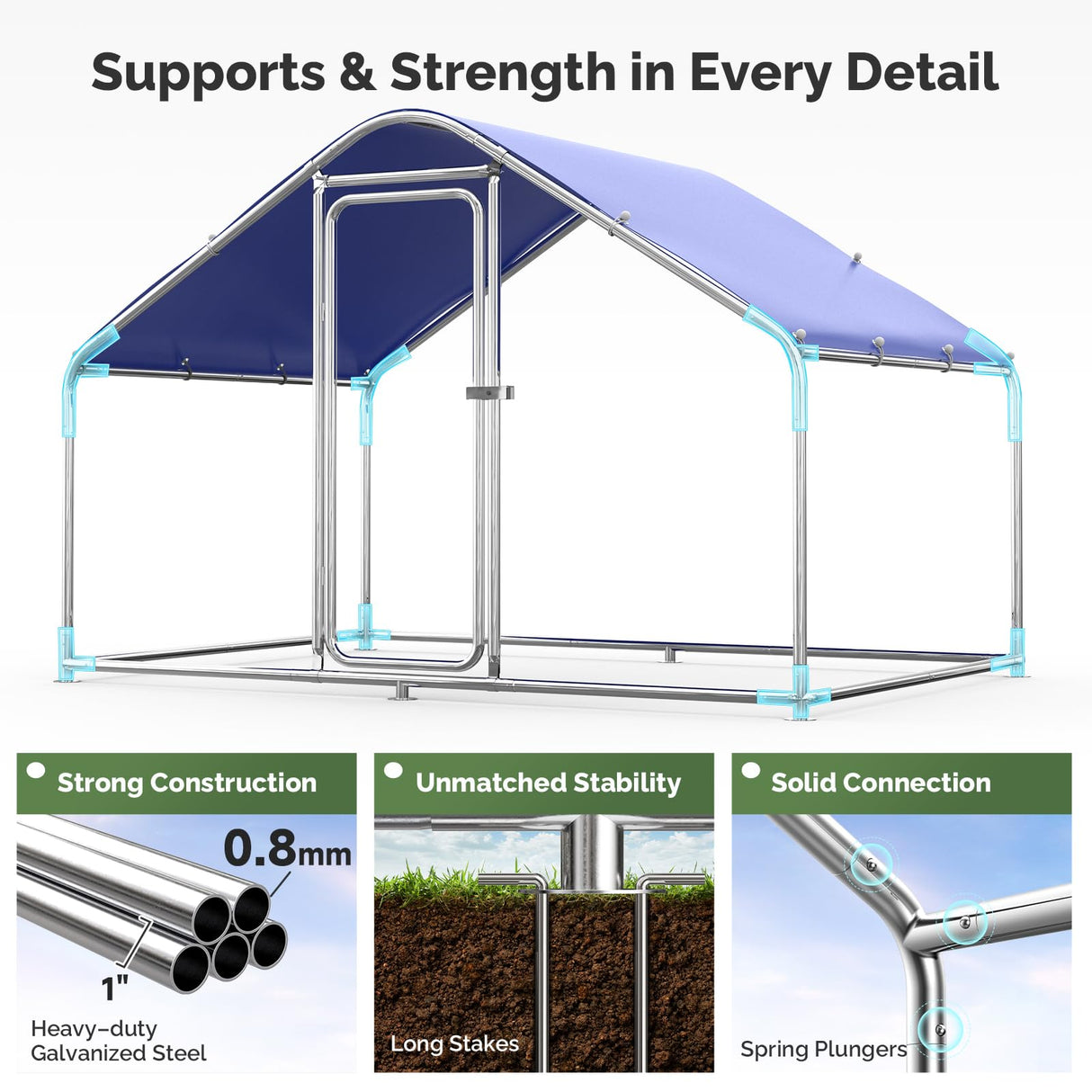 Guiferland Large Metal Chicken Coop with Hexagonal Chicken Wire, Chicken Coop Run Pen for Yard with Waterproof Cover, Outdoor Large Walk-in Chicken Coops for 8 Chickens Duck Pen House Cage Run Guiferland