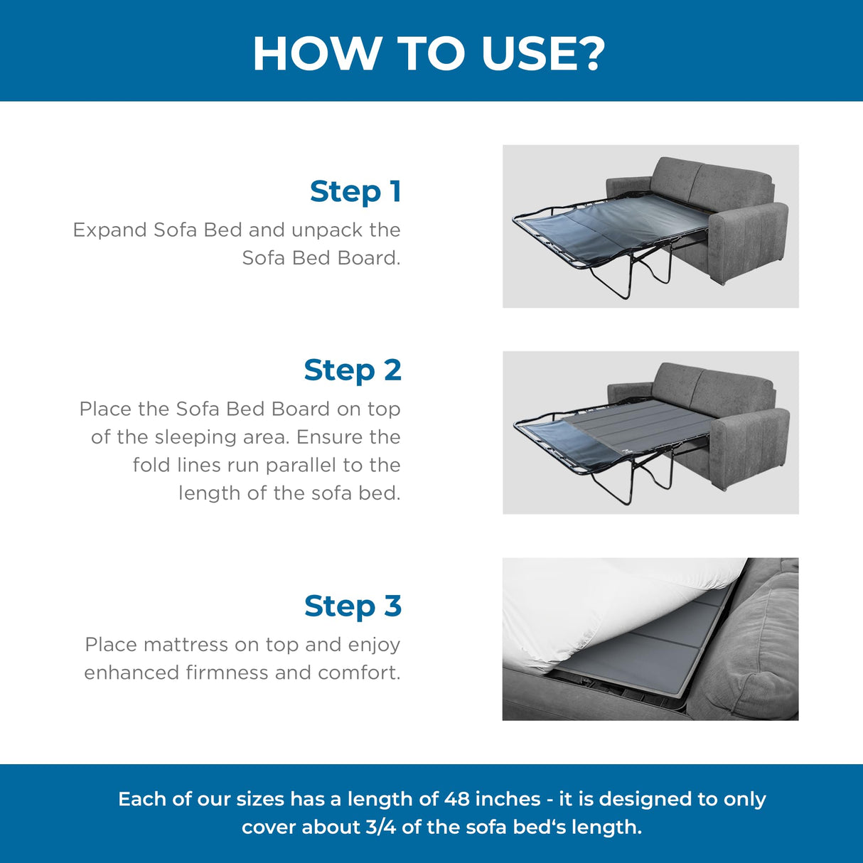 Meliusly Heavy Duty Sleeper Sofa Support Board (48x60 - Queen Size) Reinforced Wood Sofa Bed Support, Pull Out Couch Mattress Board, Sleeper Bar Shield, SleeperSaver Meliusly