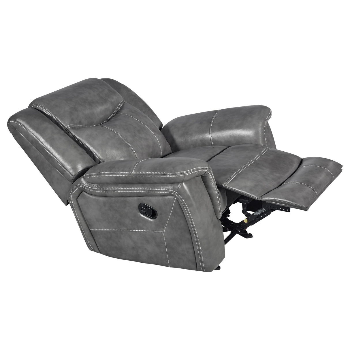 Coaster Home Furnishings - Conrad - Leatherette Upholstered Glider Recliner Chair with Overstuffed Arms, Pocket Coil Seating, and Ergonomic Lever - Living Room - 33-Inch - Gray - 650356 Coaster Fine Furniture