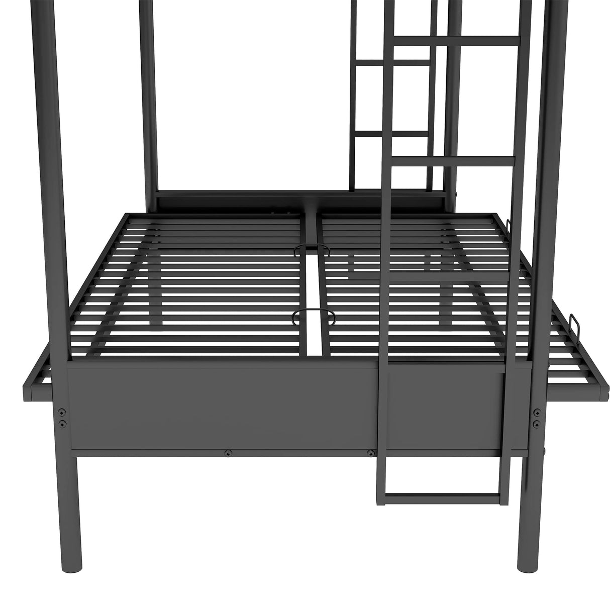 Twin Over Futon Metal Bunk Bed, Twin Over Full Bunk Bed, Convertible Bottom Bed for Kids Boys Girl Adults Teens Dorm, Black Bellemave