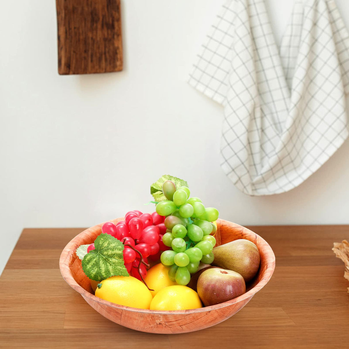 Elsjoy 6 Pack 10 Inch Wooden Woven Salad Bowl, Unbreakable Wood Round Serving Bowl Large Wood Salad Bowl, Reusable Wood Snack Bowls Large Serving Bowls for Fruits, Pasta, Popcorn Elsjoy