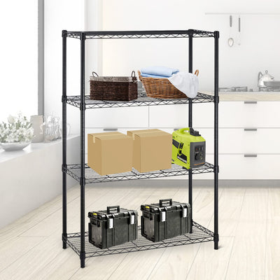 4 Tier Wire Shelving Rack Wire Shelving Unit, Metal Steel Shelves Adjustable Storage Organizer,1000 LBS Capacity, 54" H x 36" W x 14" D, Garage Shelving Rack for Office Kitchen Pantry Black