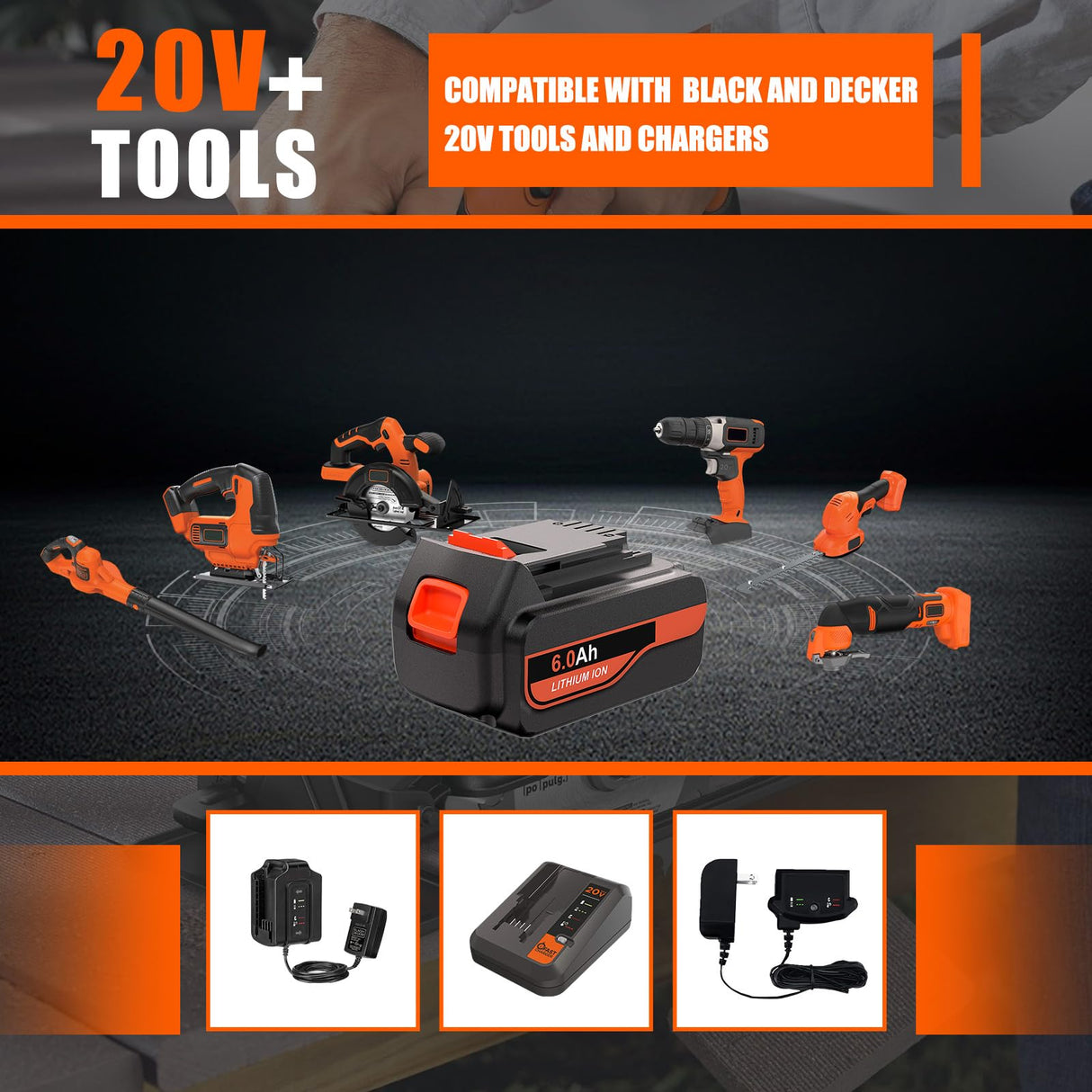 Supowill LBX2020 2Packs 20V 6.0Ah Replacement Battery for Black and Decker 20V Lithium Battery MAX LBXR20 LB20 LBX20 LBX4020 LST220, Compatible with Black and Decker 20V Battery Cordless Tools Supowill