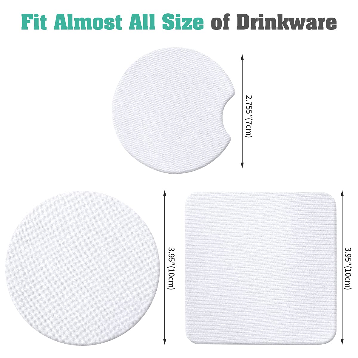 Sublimation Blank Cup Coasters Bulk Square Blank Cup Mat Rubber for Sublimation Transfer Heat Press Printing DIY Crafts 3.93 x 3.93 Inch (50 Pieces) YOUKE OLA