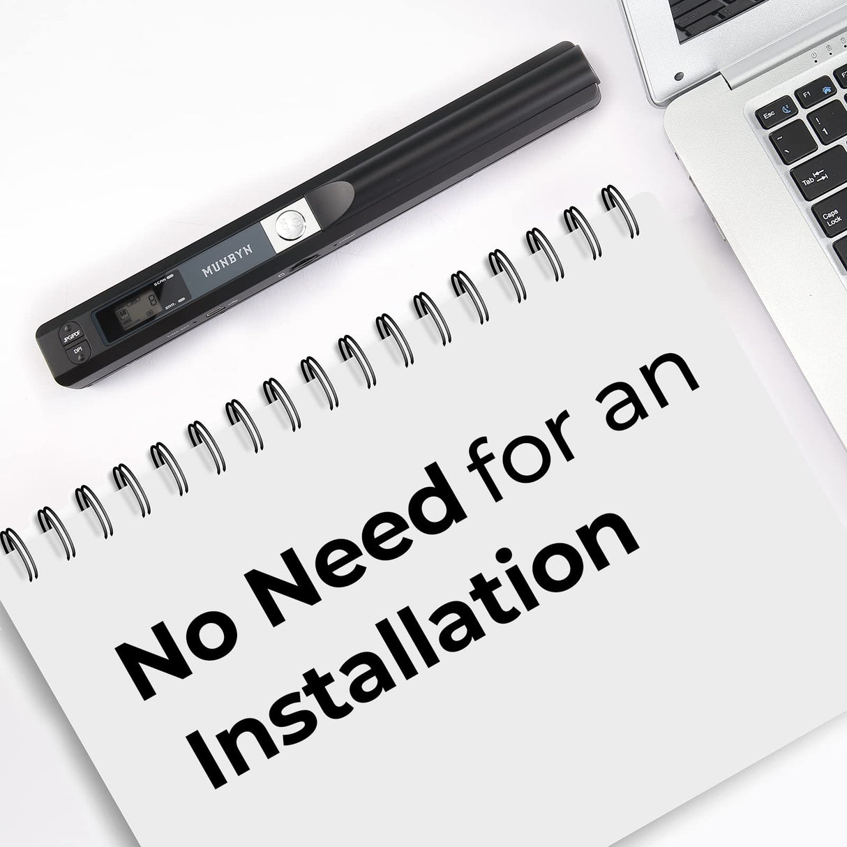 MUNBYN Portable Scanner, Photo Scanner for A4 Documents Pictures Pages Texts in 900 Dpi, Flat Scanning, Include 16G SD Card, Wand Document Reader Uploads Images to Computer Via USB Cable, No Driver MUNBYN