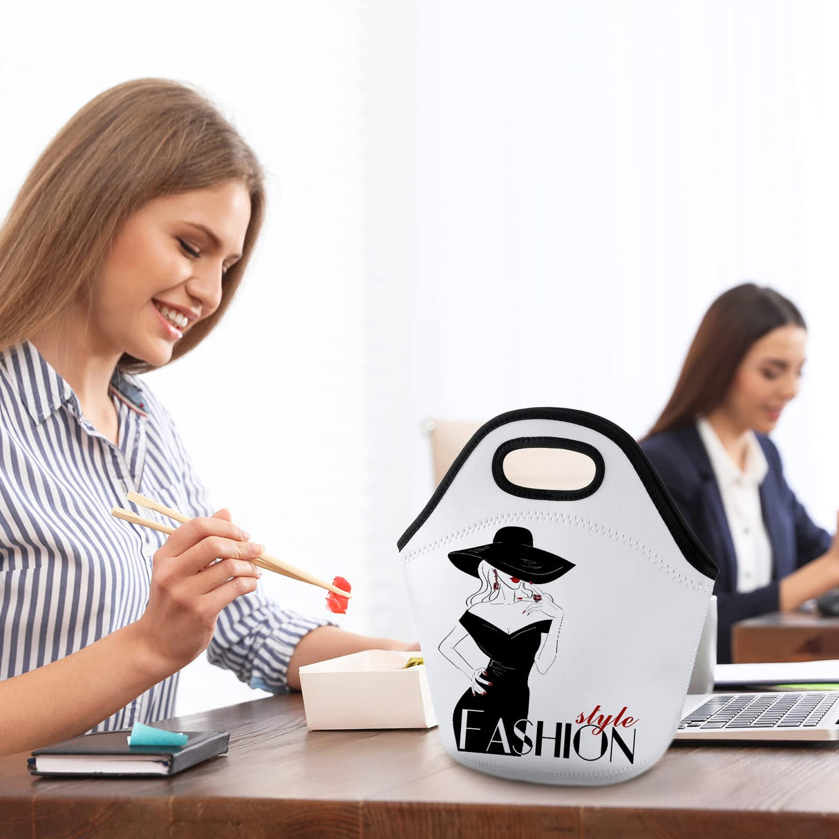 Sumind 6 Pcs Sublimation Blank Neoprene Lunch Bags DIY Reusable Lunch Box Kid Thermal Insulated Pouch Foldable Food Carry Case Handbags Tote with Zipper for Women Adults Work School Outdoor(Medium) Sumind