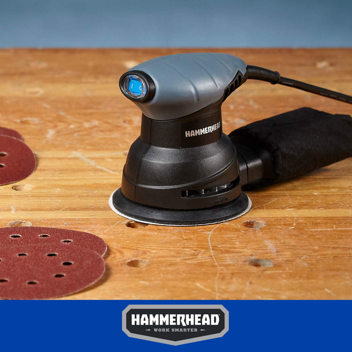 Hammerhead 2.0-Amp 5-Inch Random Orbit Sander with 12pcs Sanding Paper – HAOS020 Hammerhead
