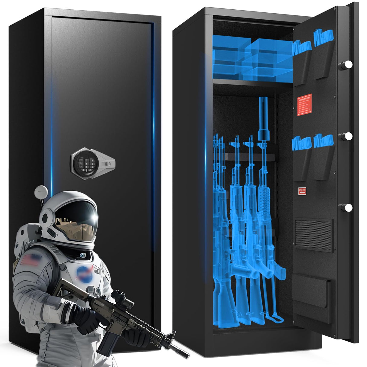 10-14 Gun Cabinet, Large Gun Safe for Rifles and Pistols, Gun Cabinet with Adjustable Shelves and Locking Built-in Cabinet,Shotgun Safe,Long Gun Safe with Dual Alarm & Mute Mode SHICHI