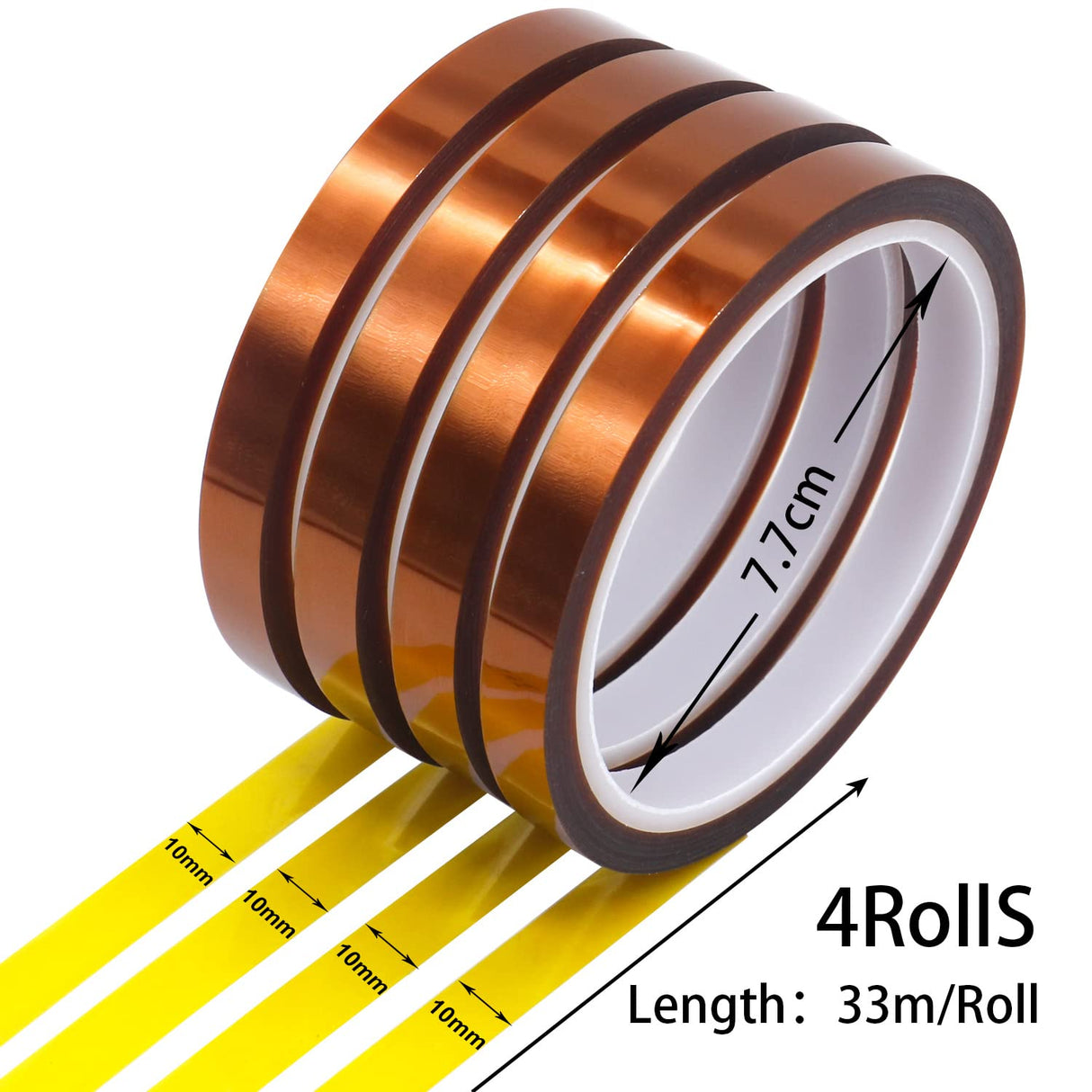 HZCOYIM 4 Rolls 10mm x 33m (108ft) Heat Resistant Transfer Tape for Sublimation, Perfect for Heat Press, 3D Printer, Soldering, and PCB Boards No Residue HZCOYIM