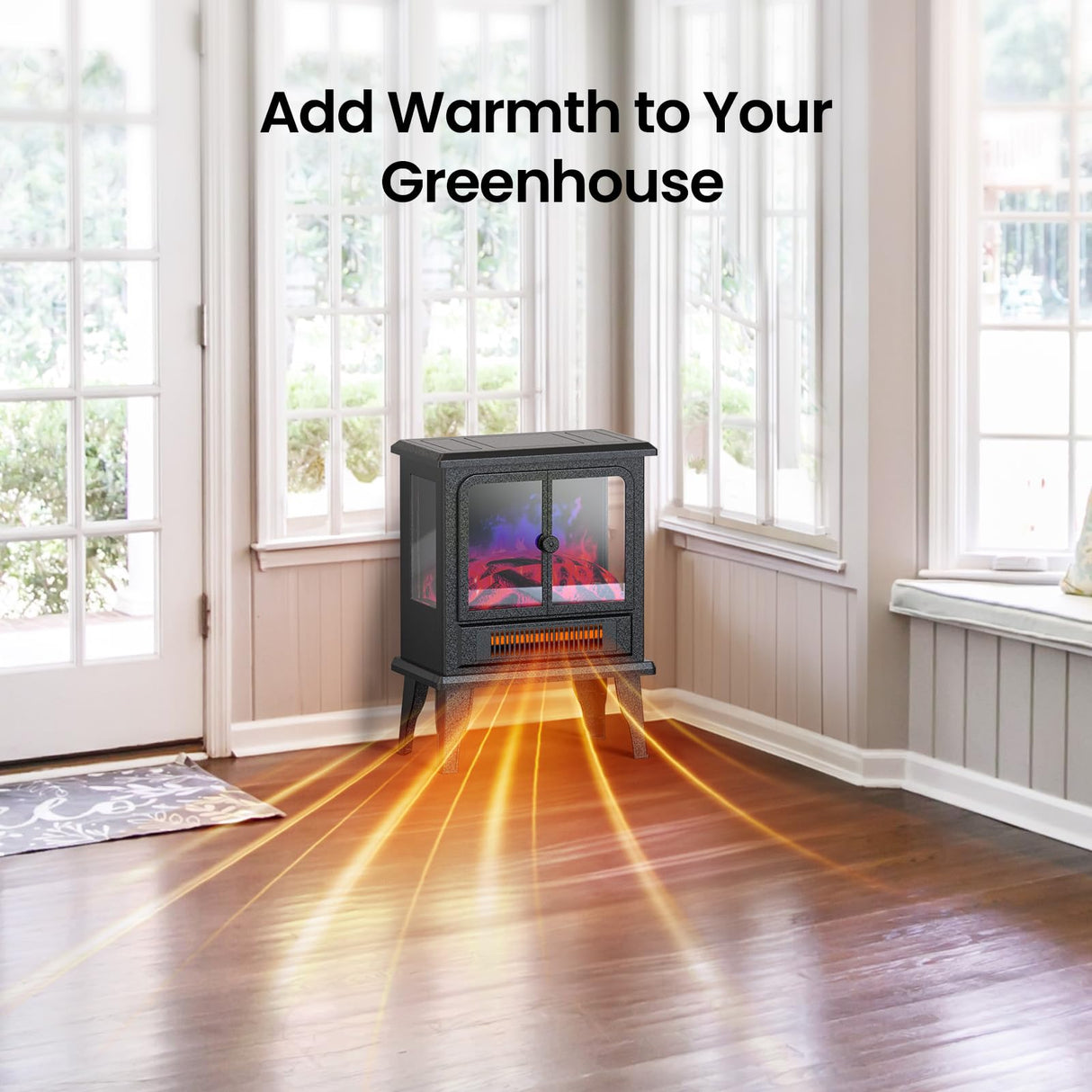 Air Choice Electric Fireplace Heater, 18.9" FreeStanding Fireplace Stove with 3D Flame, 750W/1500W Indoor Space Heater with Overheating Protection, Electric Heating for Living Room, Bedroom Air Choice