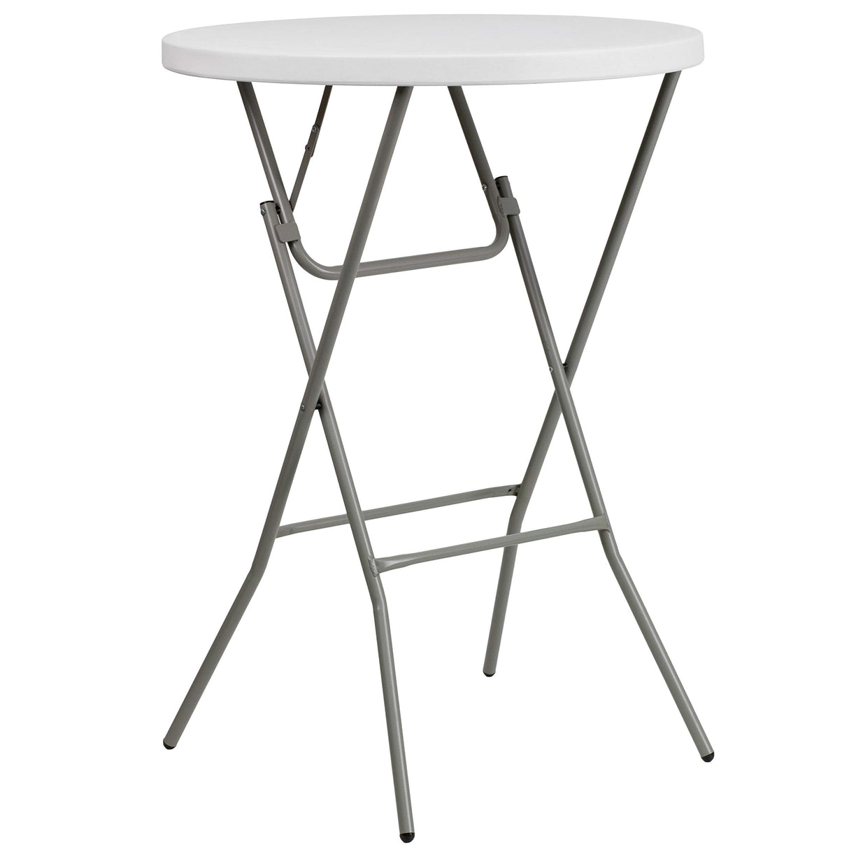 EMMA + OLIVER 2.6-Foot Round Granite White Plastic Bar Height Folding Event Table EMMA + OLIVER