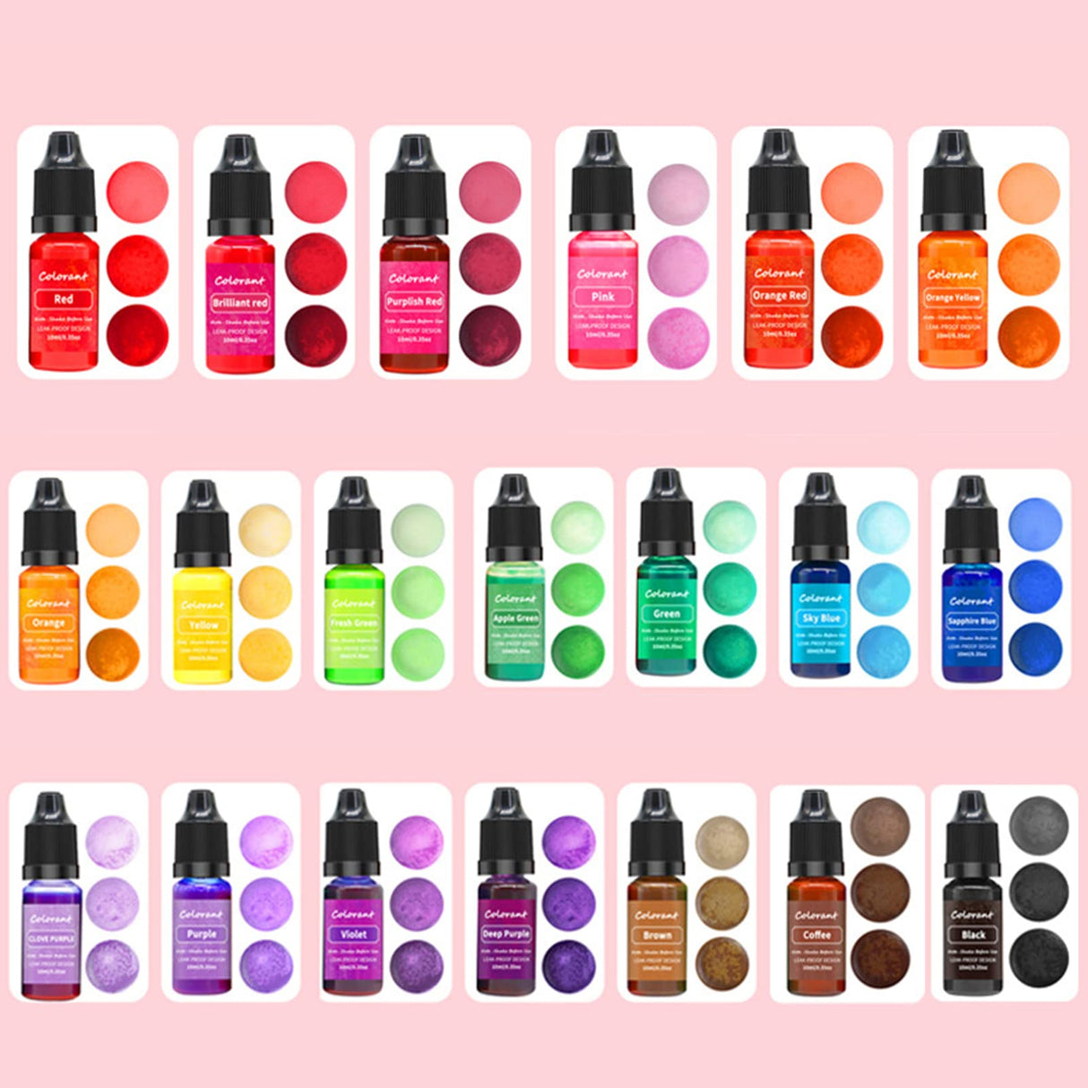 QIXIAMO Candle Dye 20 Colors Liquid Candle Making Dye for Candle Making Supply Kit Candle Coloring for Dyes 0.35oz/10 ml, 0.358inch QIXIAMO